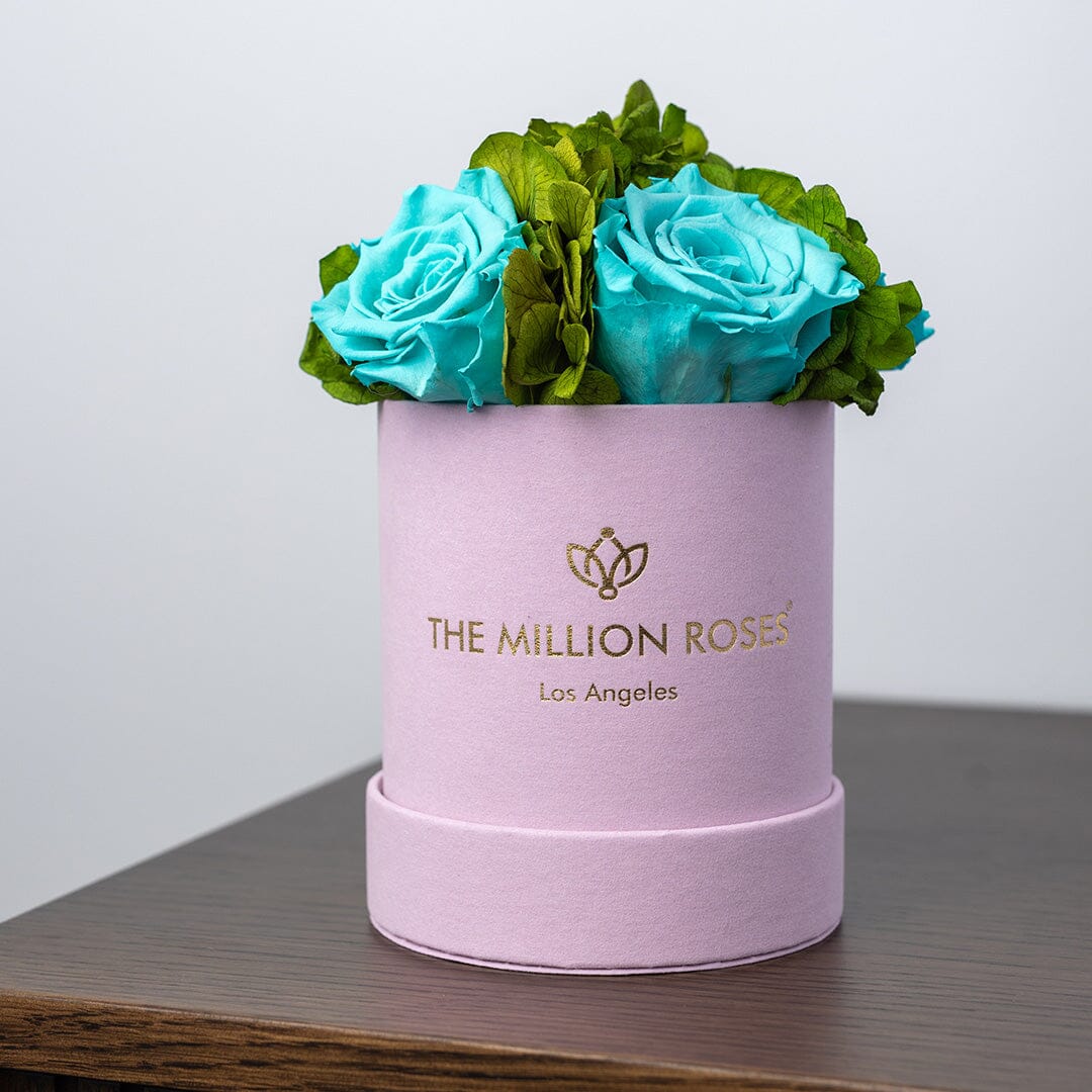 Basic Light Pink Suede Garden Box | Turquoise Roses