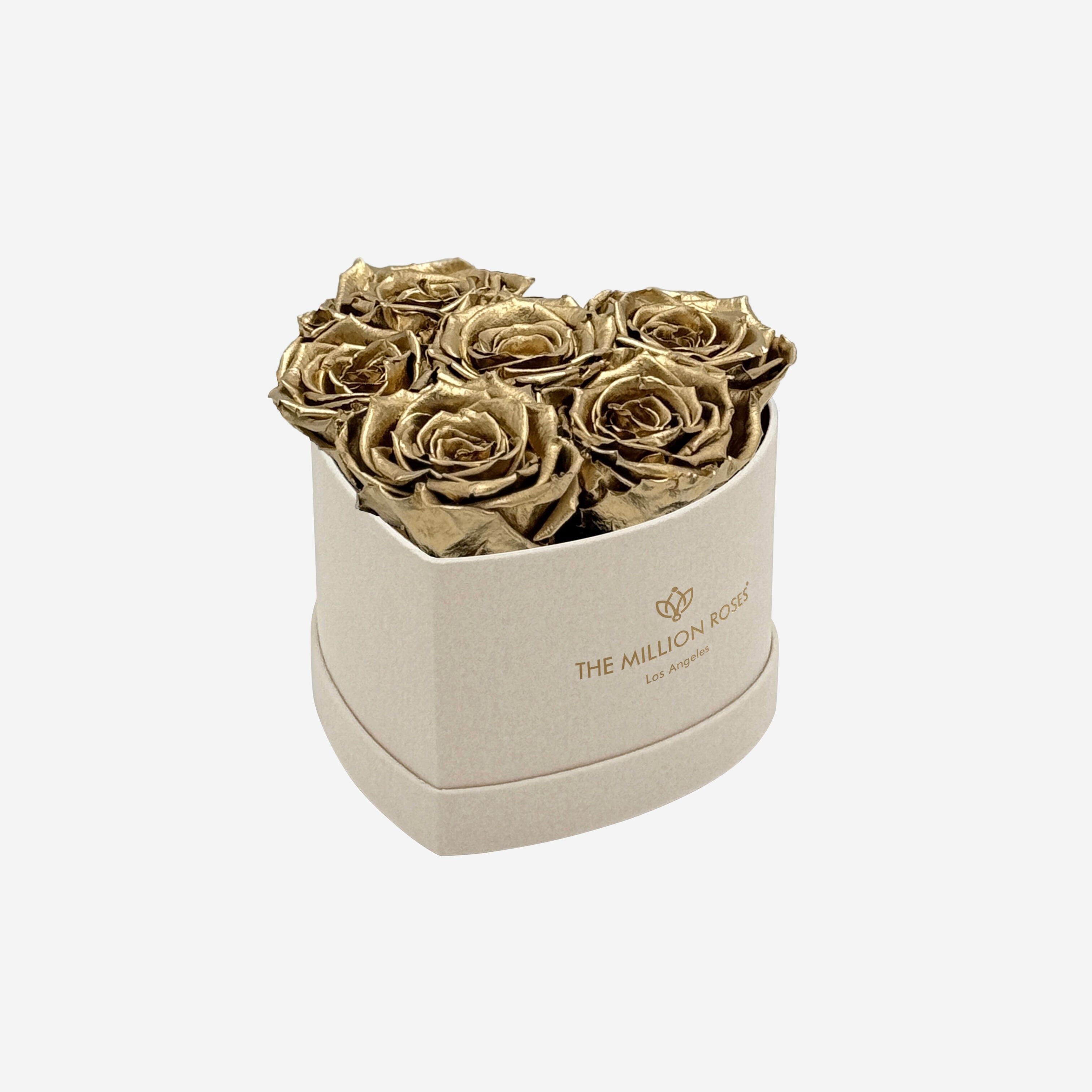 Baby Heart Beige Box | Gold Roses