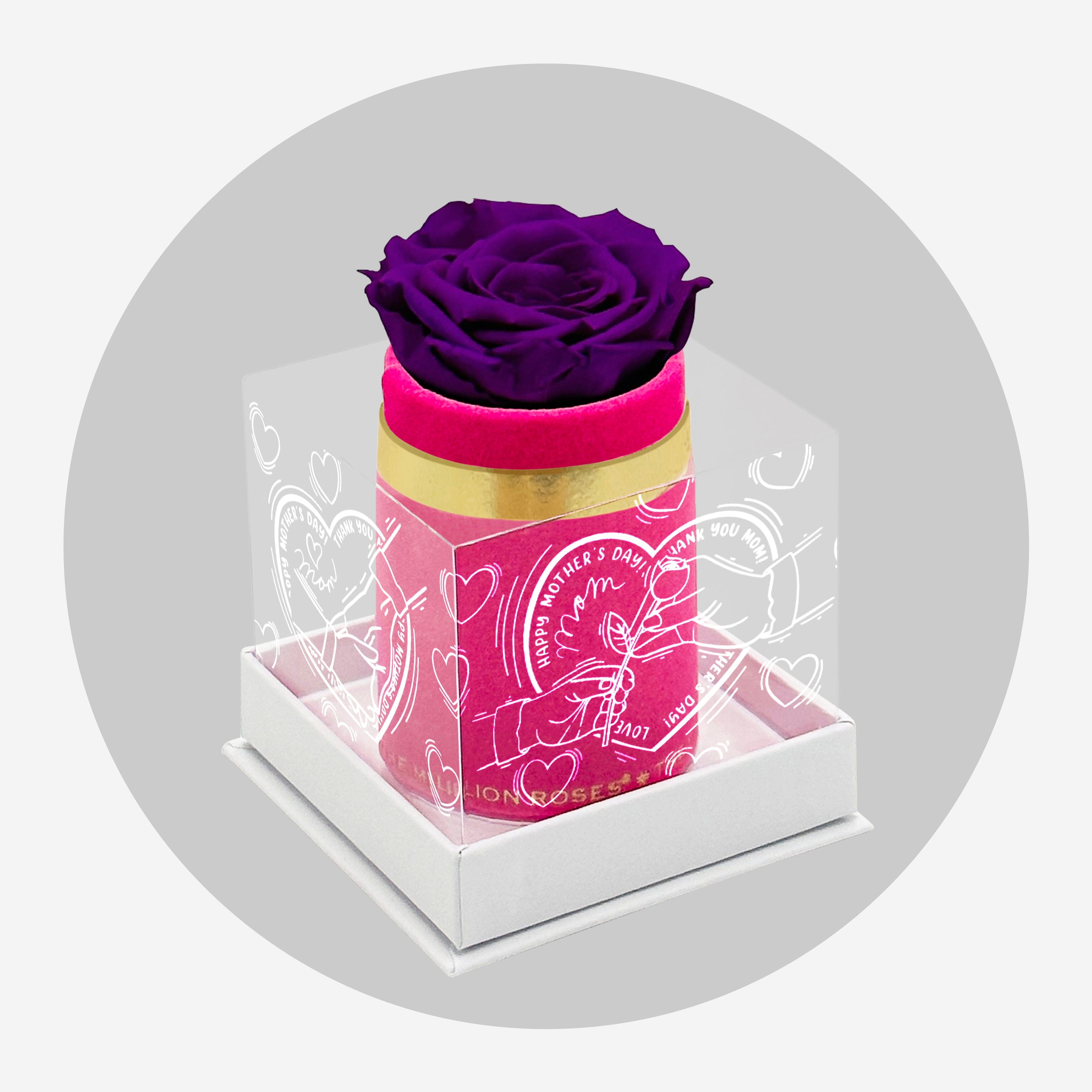 Single Hot Pink Suede Box | Limited Mother's Love Edition | Bright Purple Rose