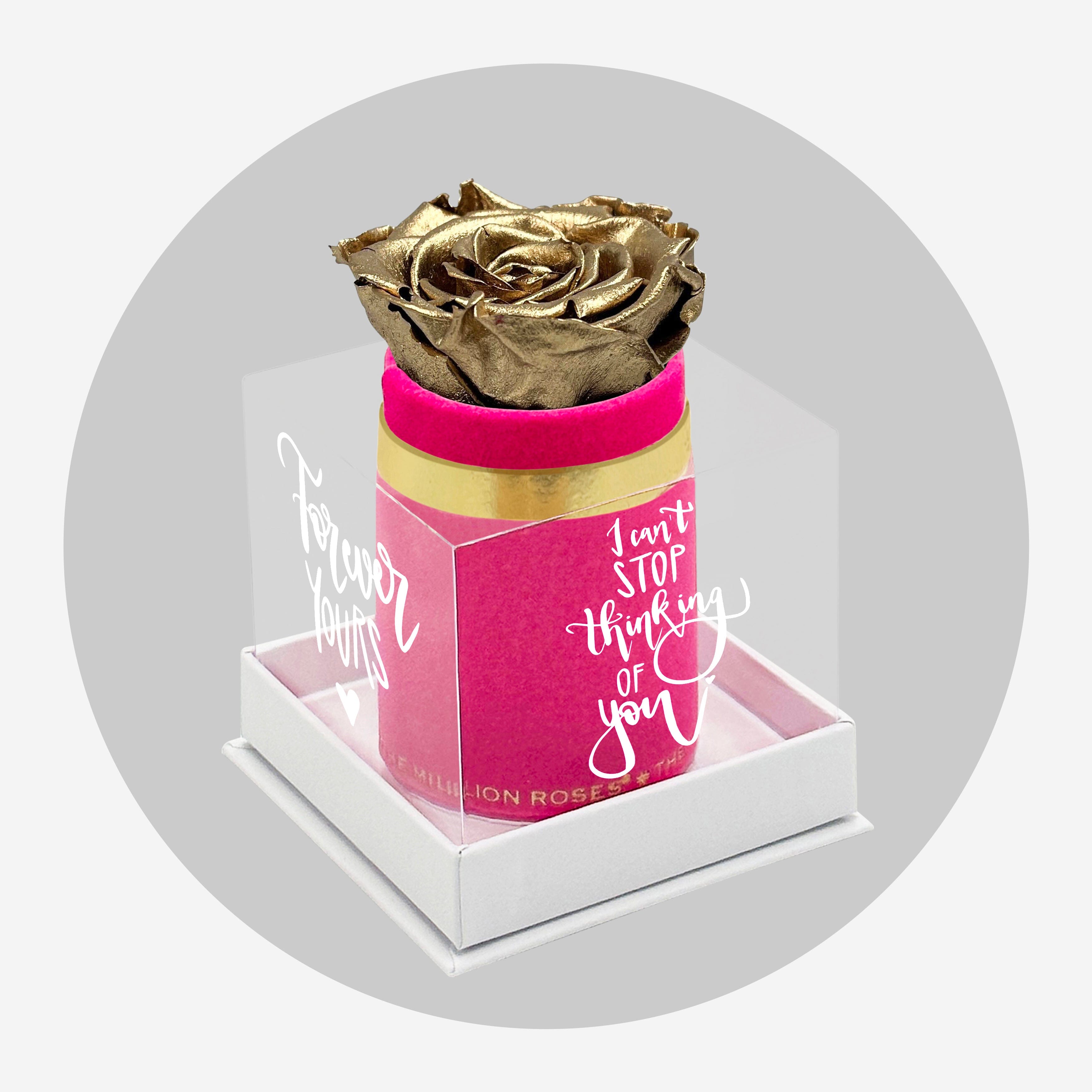 Single Hot Pink Suede Box | Limited Love Note Edition | Gold Rose