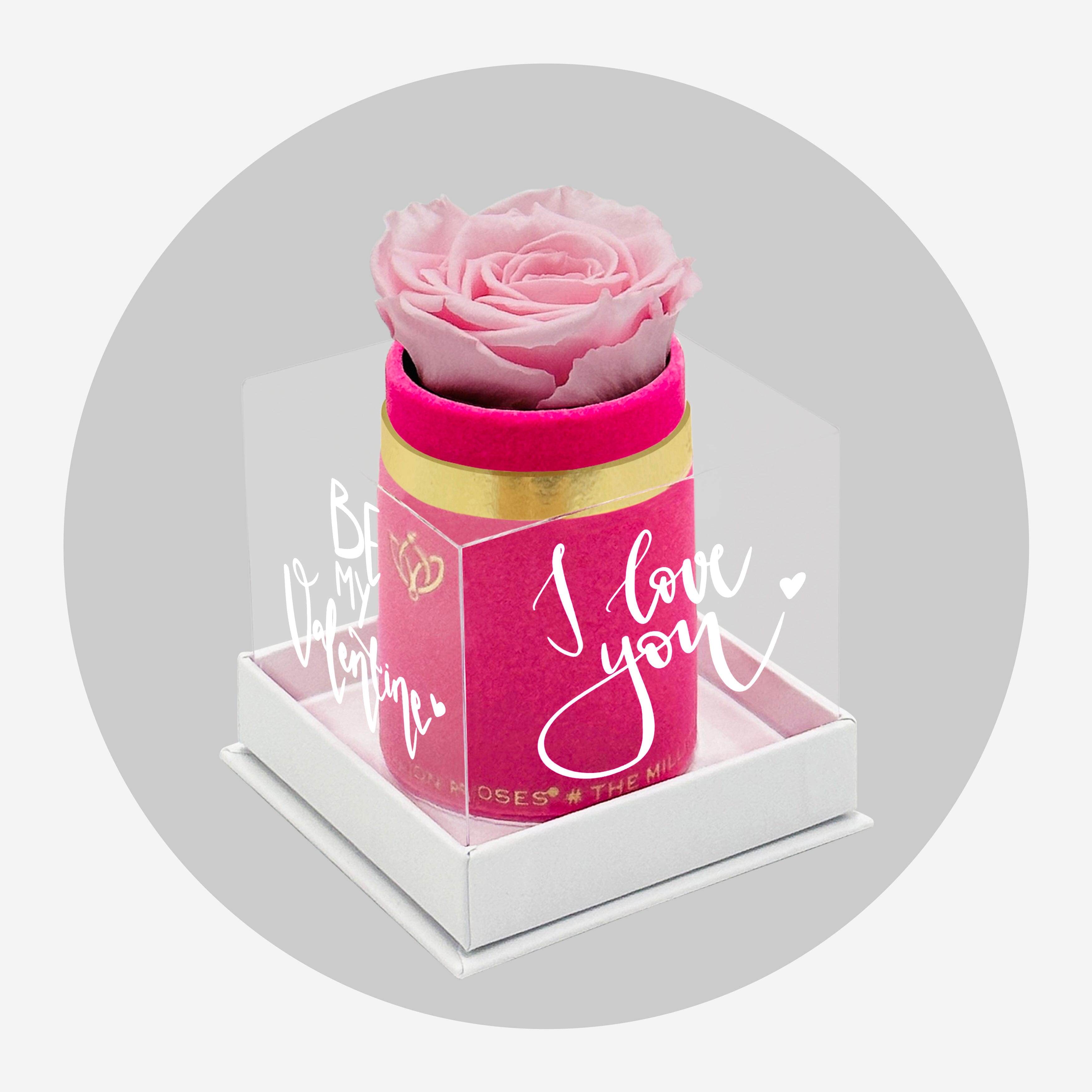 Single Hot Pink Suede Box | Limited Love Note Edition | Light Pink Rose