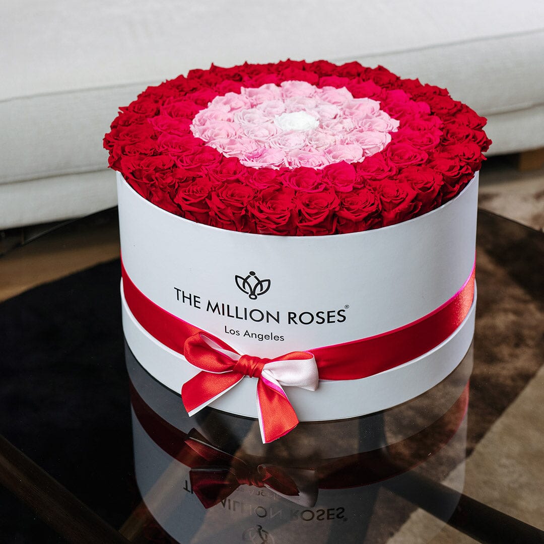 Deluxe White Box | Red & Hot Pink & Pink Candy & Light Pink & White Roses | Target