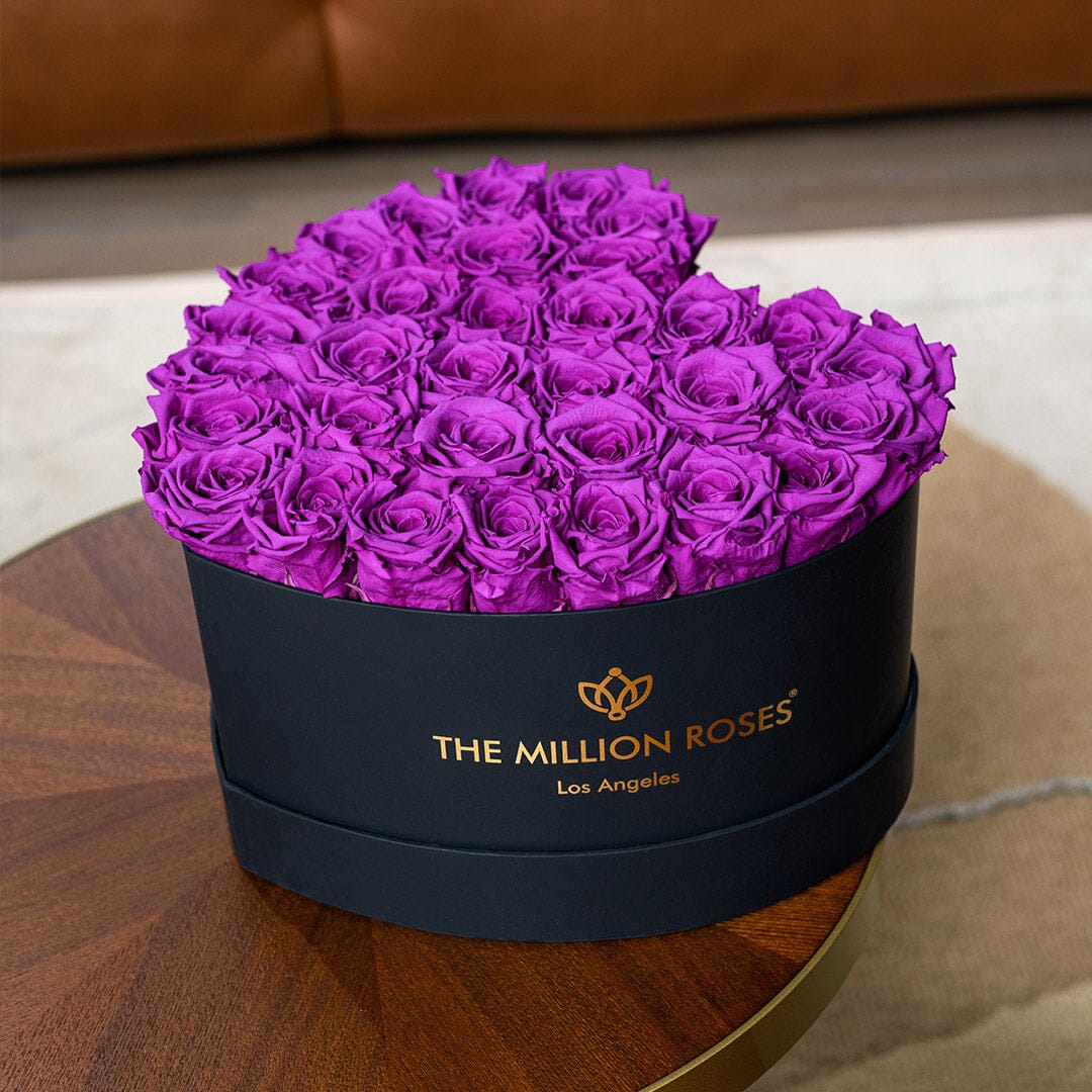 Heart Caja Negra | Rosas Morado Brillante