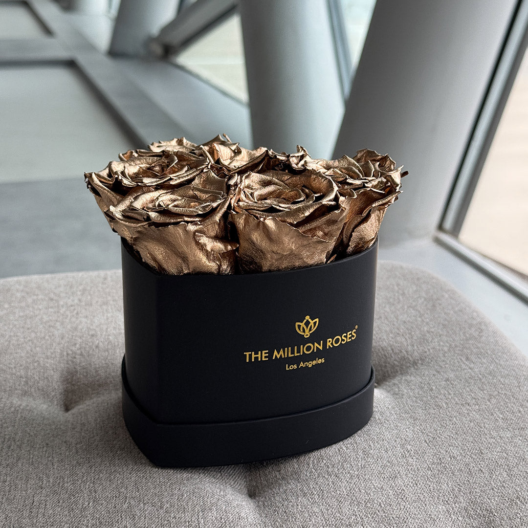 Baby Heart Black Box | Gold Roses