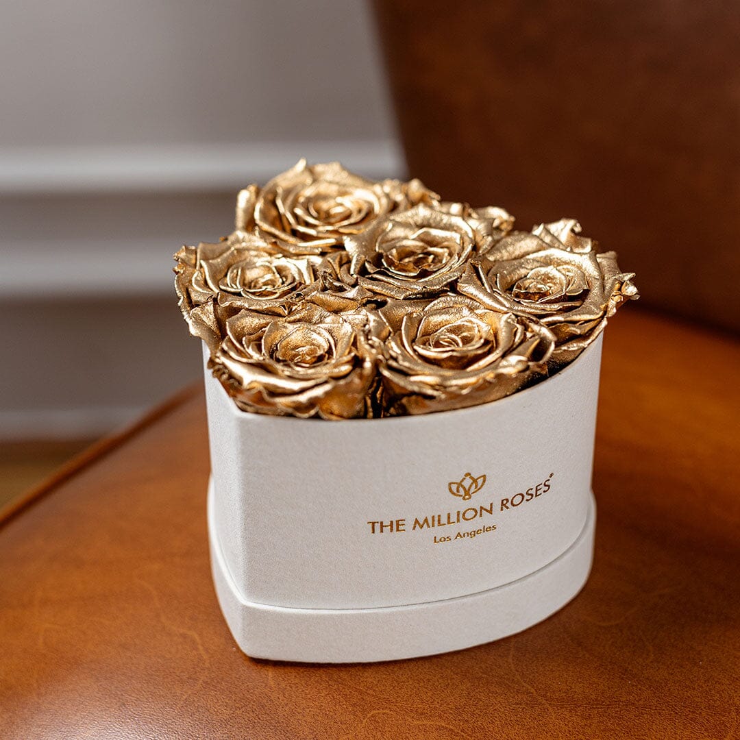 Baby Heart Beige Box | Gold Roses