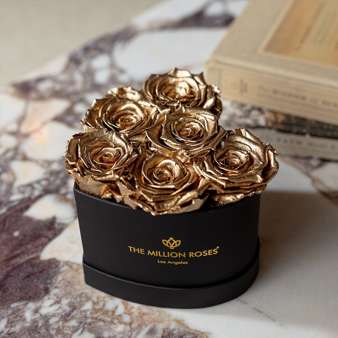 Baby Heart Black Box | Gold Roses