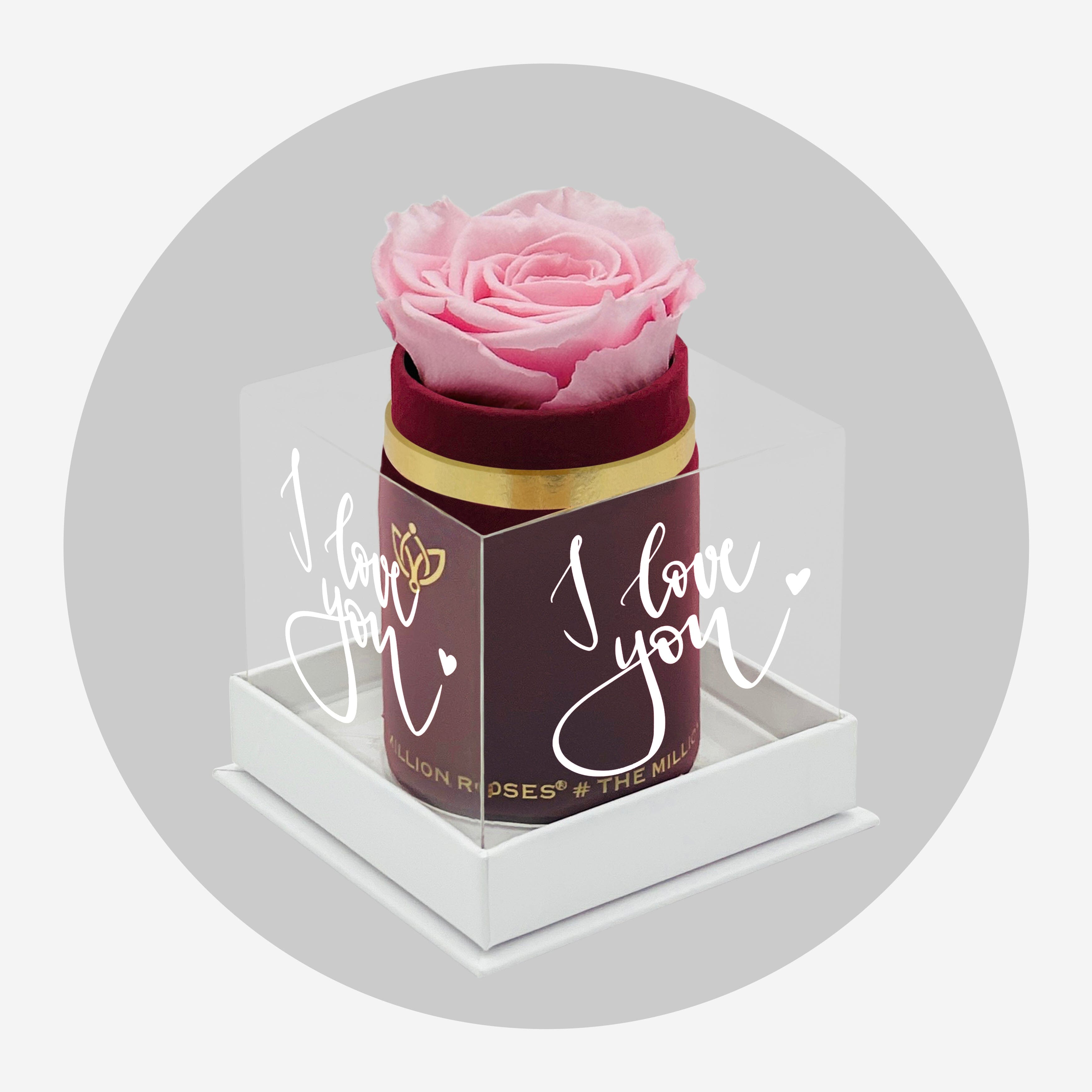 Single Bordeaux Suede Box | Limited Love Note Edition | Light Pink Rose