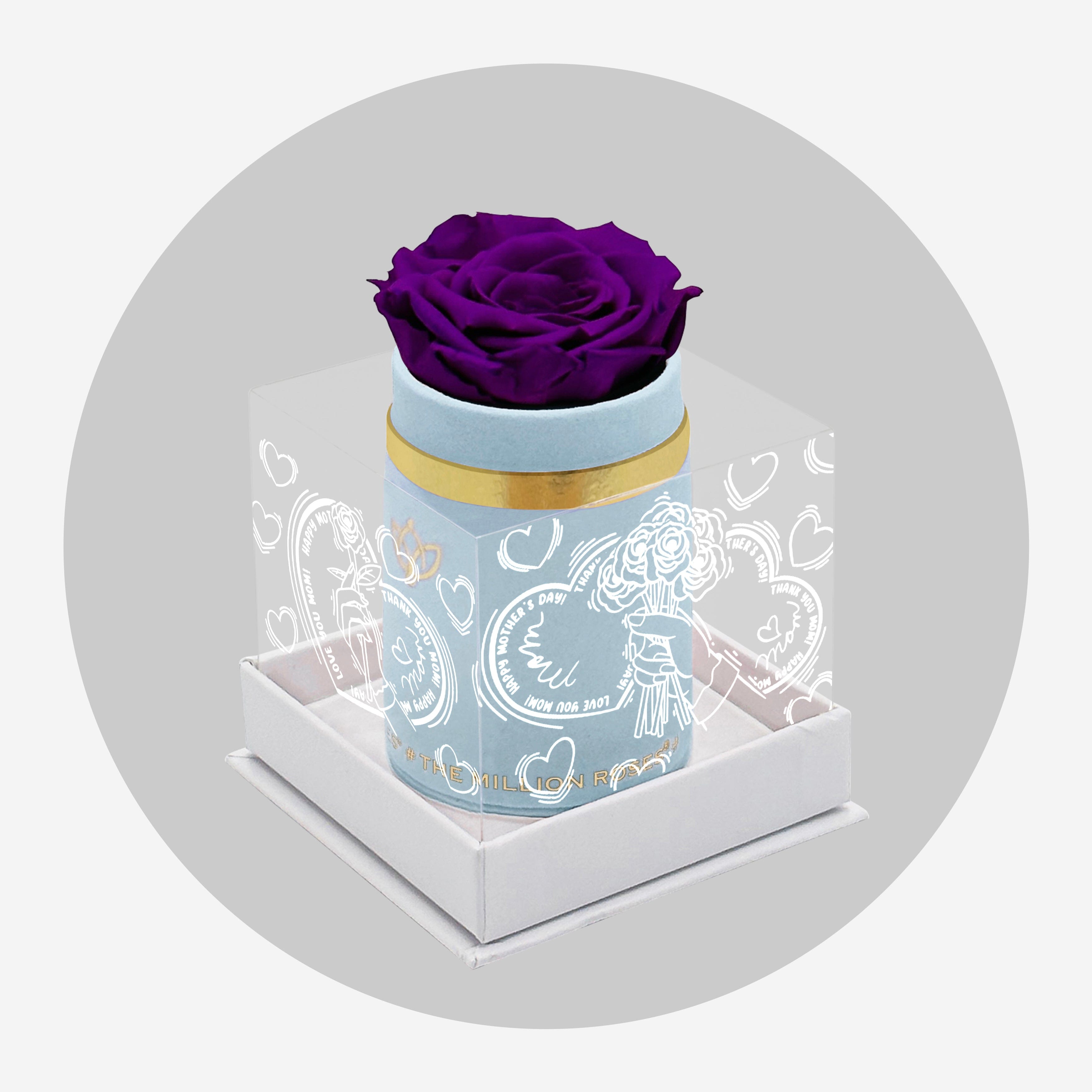 Single Light Blue Suede Box | Limited Mother's Love Edition | Bright Purple Rose