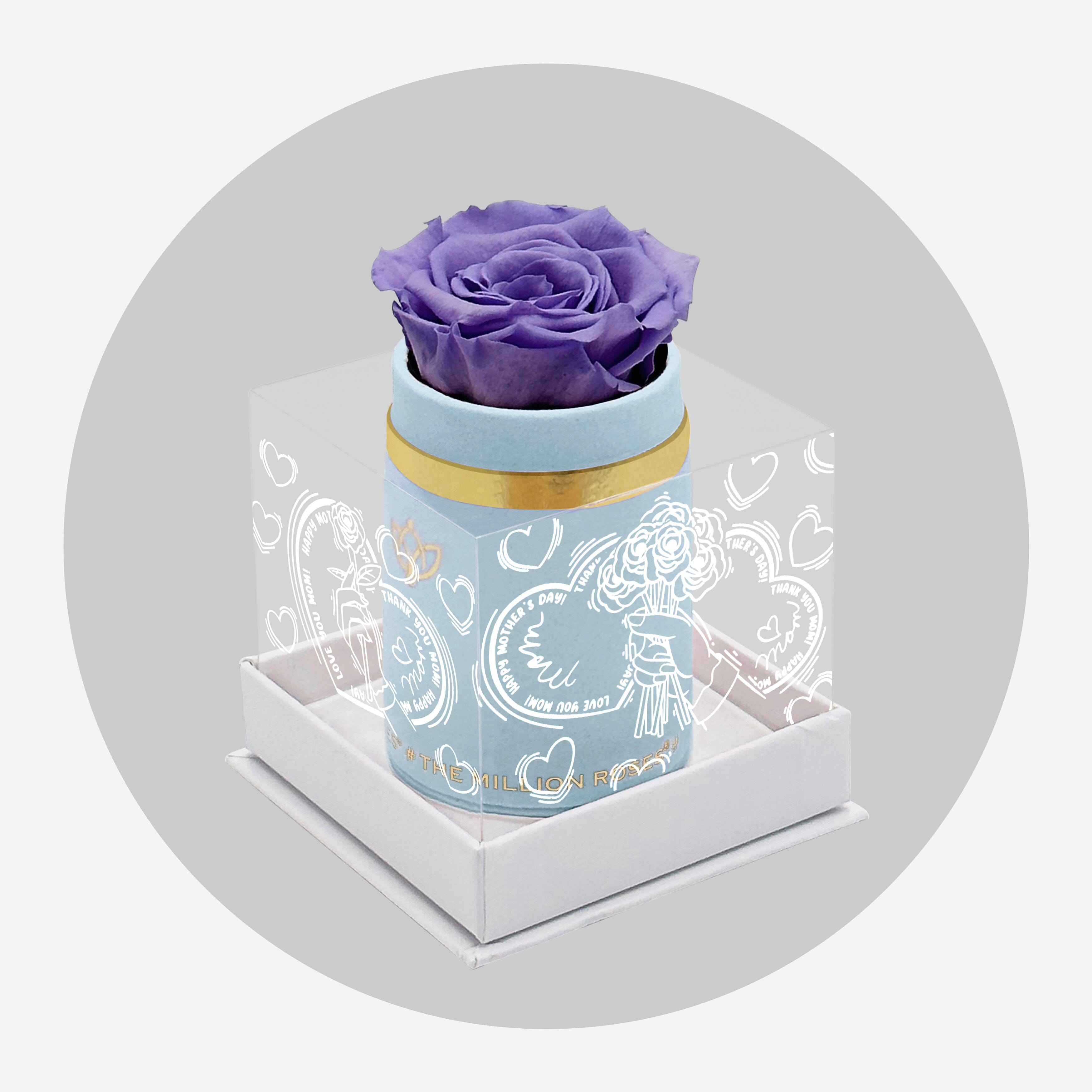 Single Light Blue Suede Box | Limited Mother's Love Edition | Lavender Rose