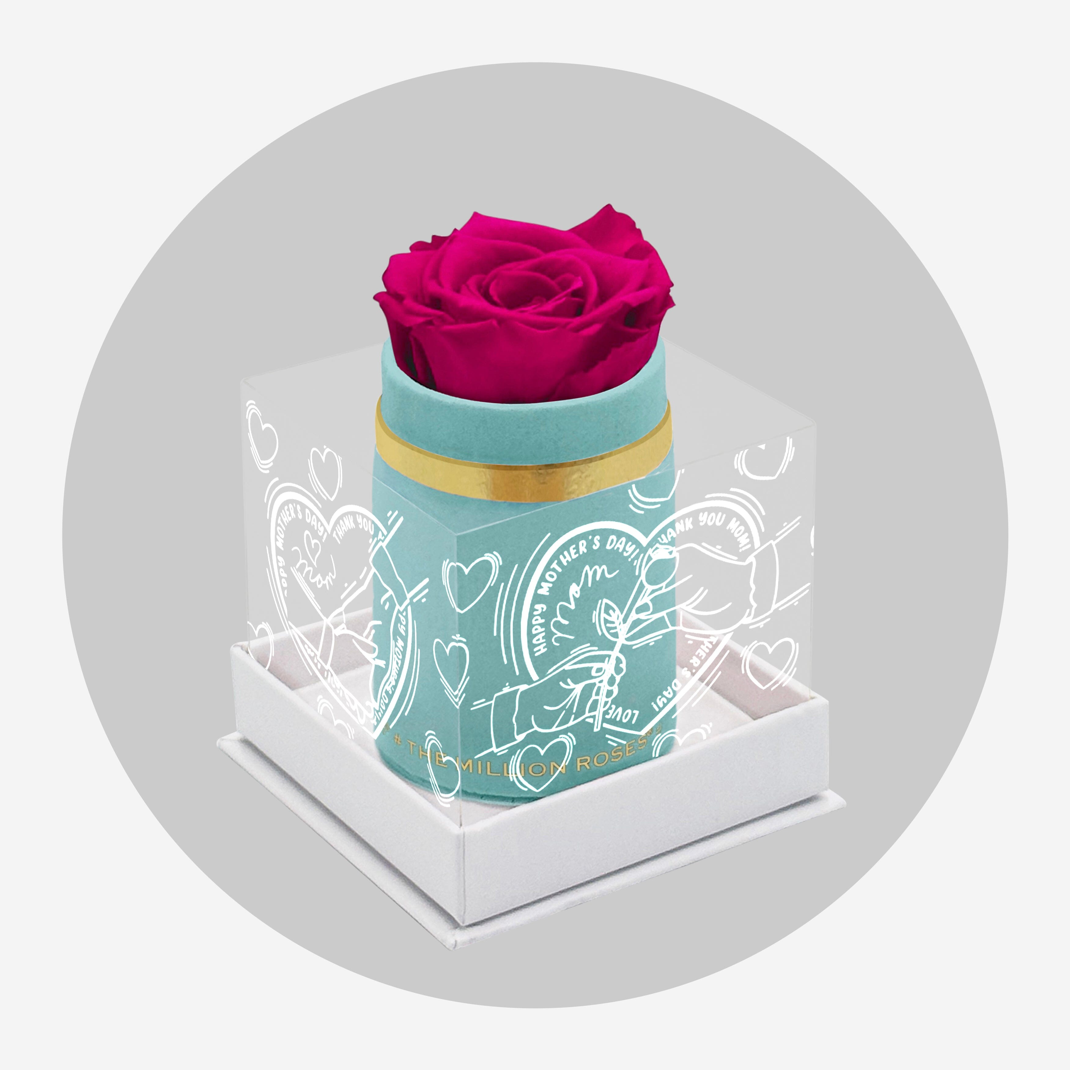 Single Mint Green Suede Box | Limited Mother's Love Edition | Hot Pink Rose