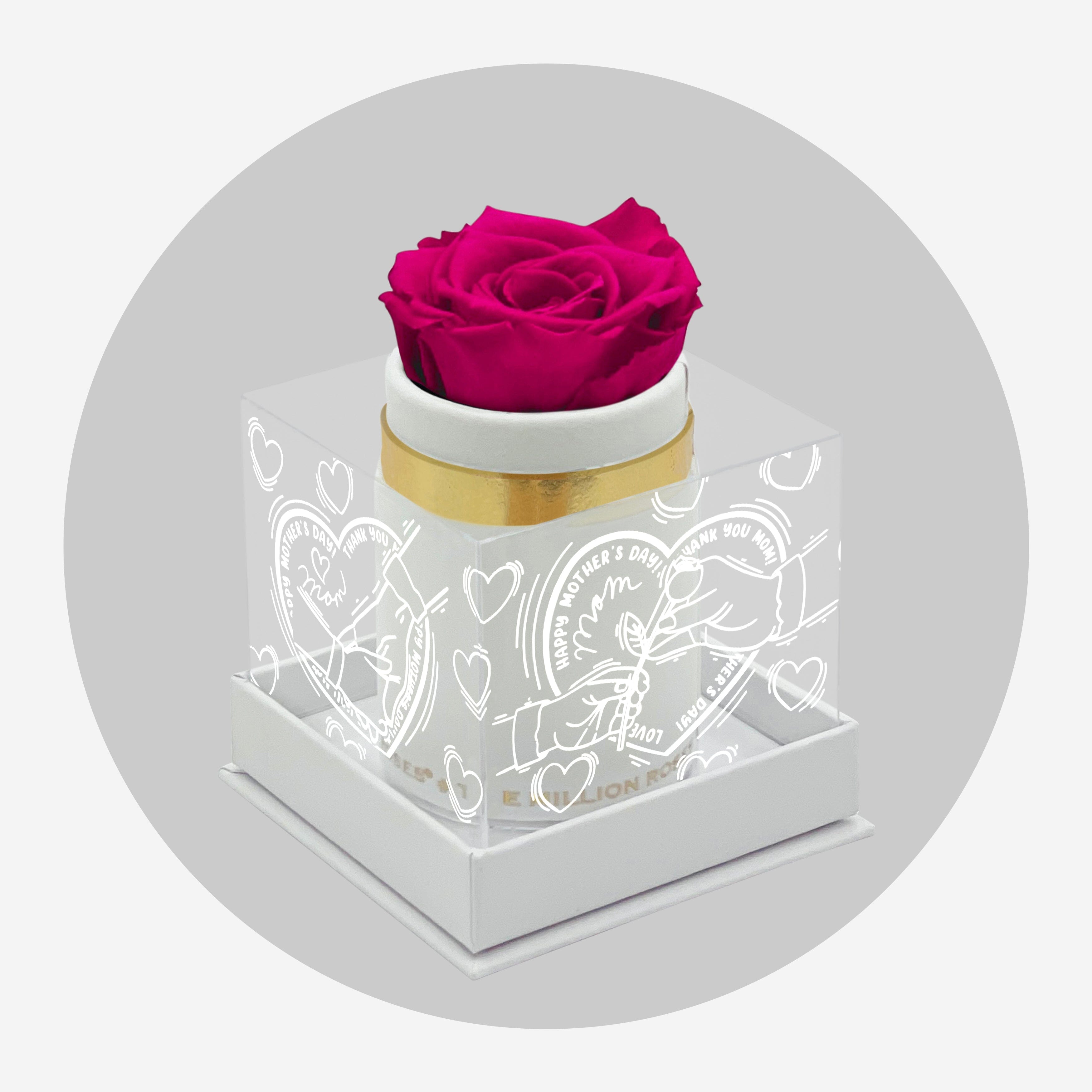 Single White Suede Box | Limited Mother's Love Edition | Hot Pink Rose