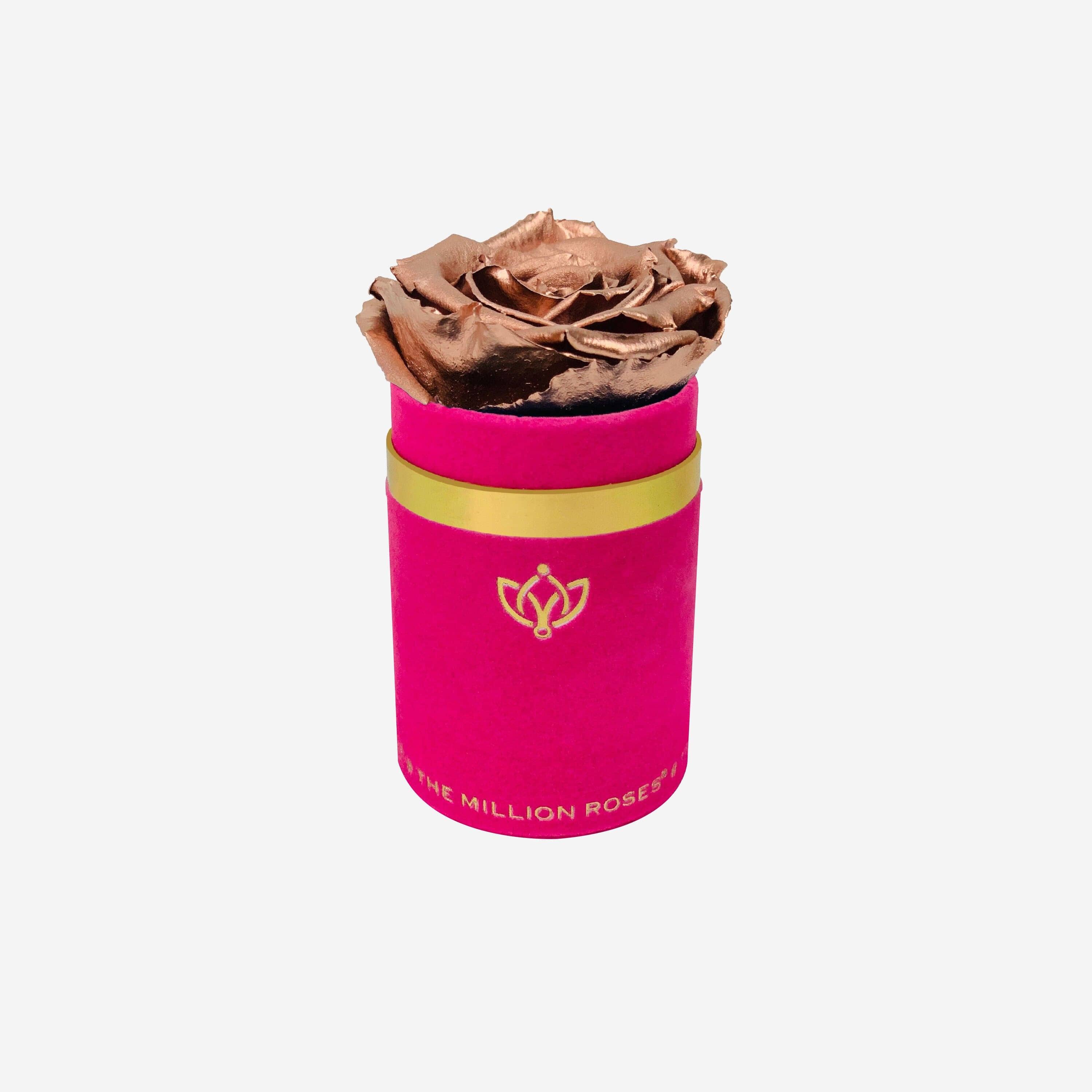 Single Hot Pink Suede Box | Rose Gold Rose - The Million Roses