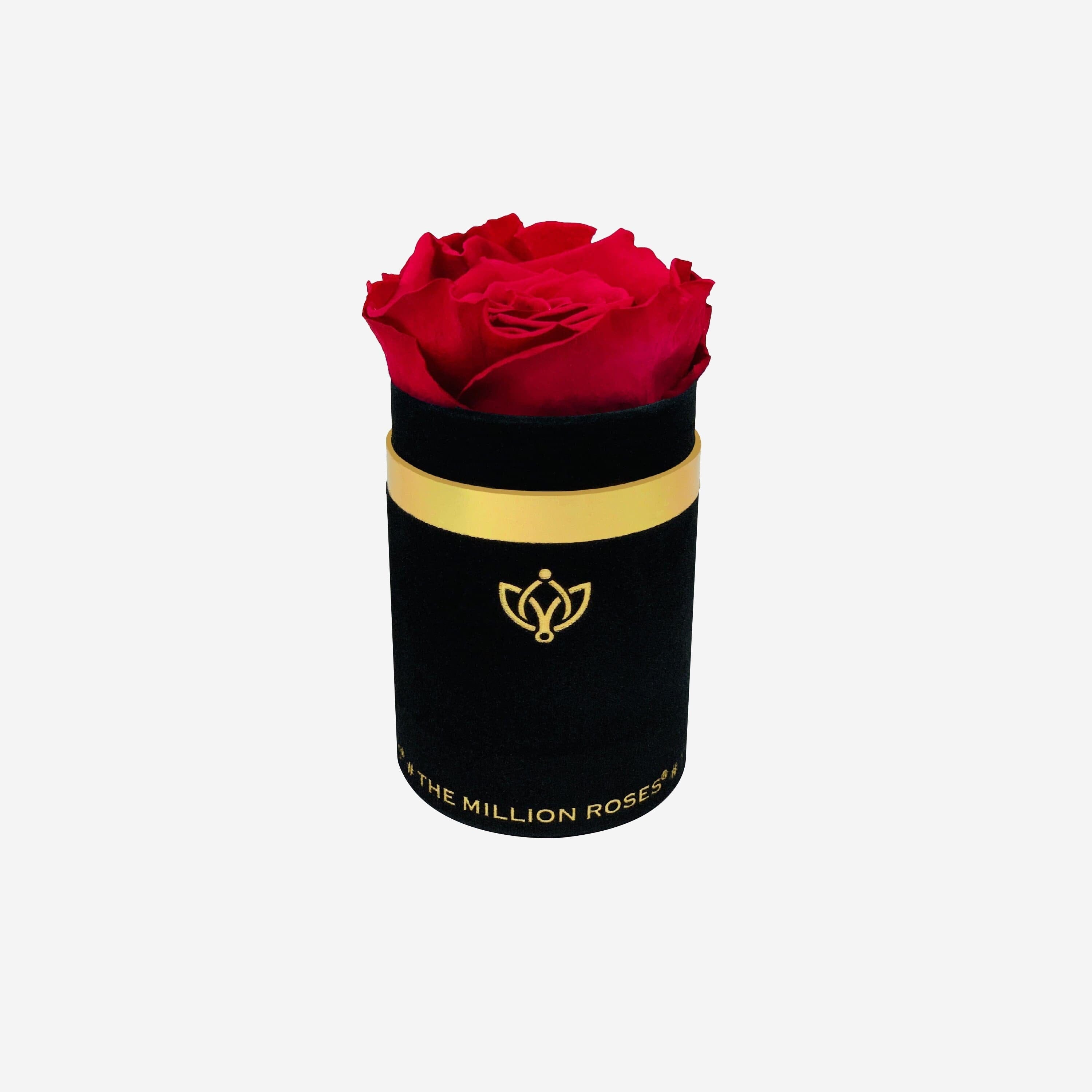 Single Black Suede Box | Magenta Rose - The Million Roses