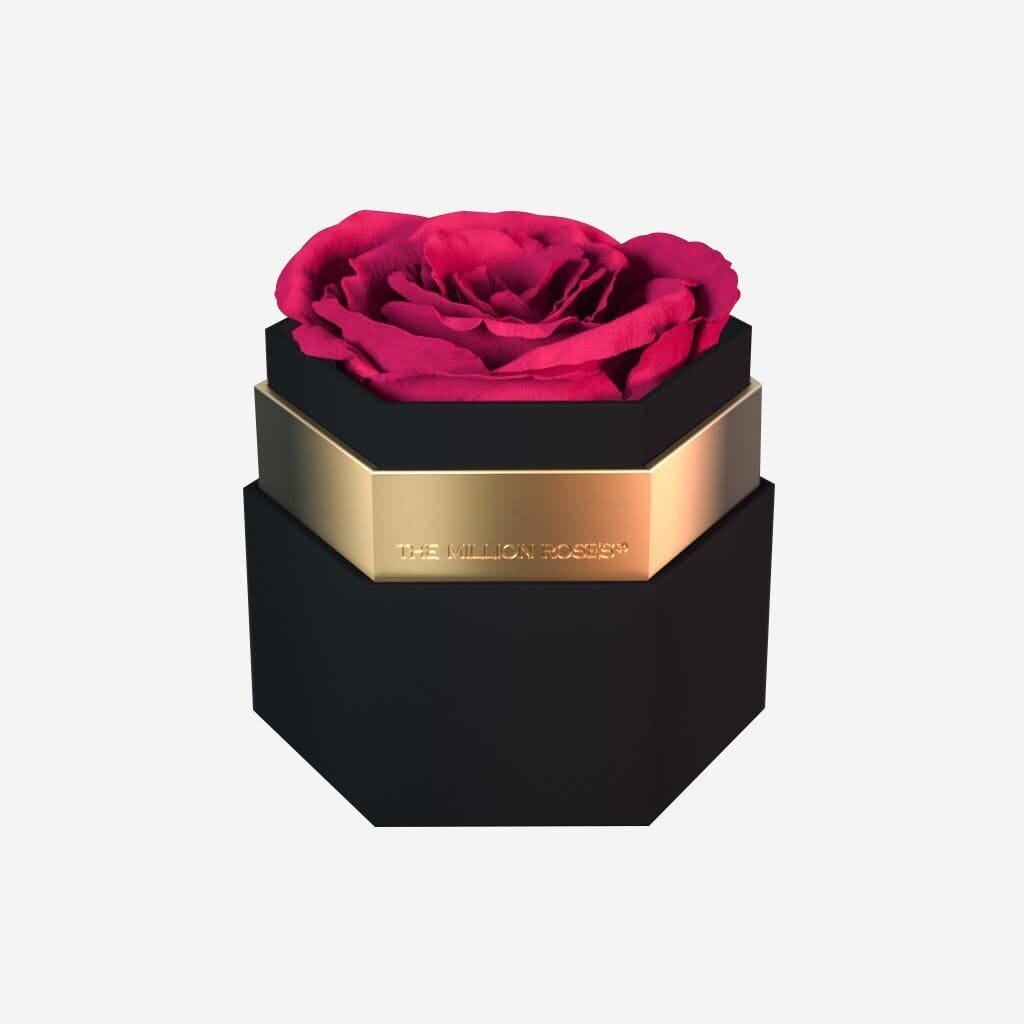 One in a Million™ Black Hexagon Box | Magenta Rose - The Million Roses