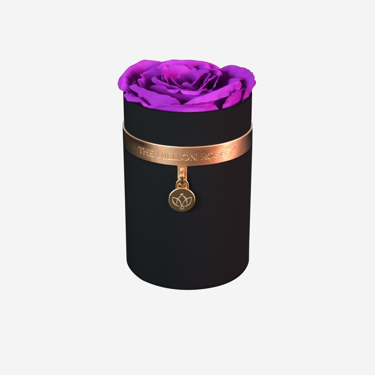 One in a Million™ Round Black Box | Charm Edition | Bright Purple Rose - The Million Roses