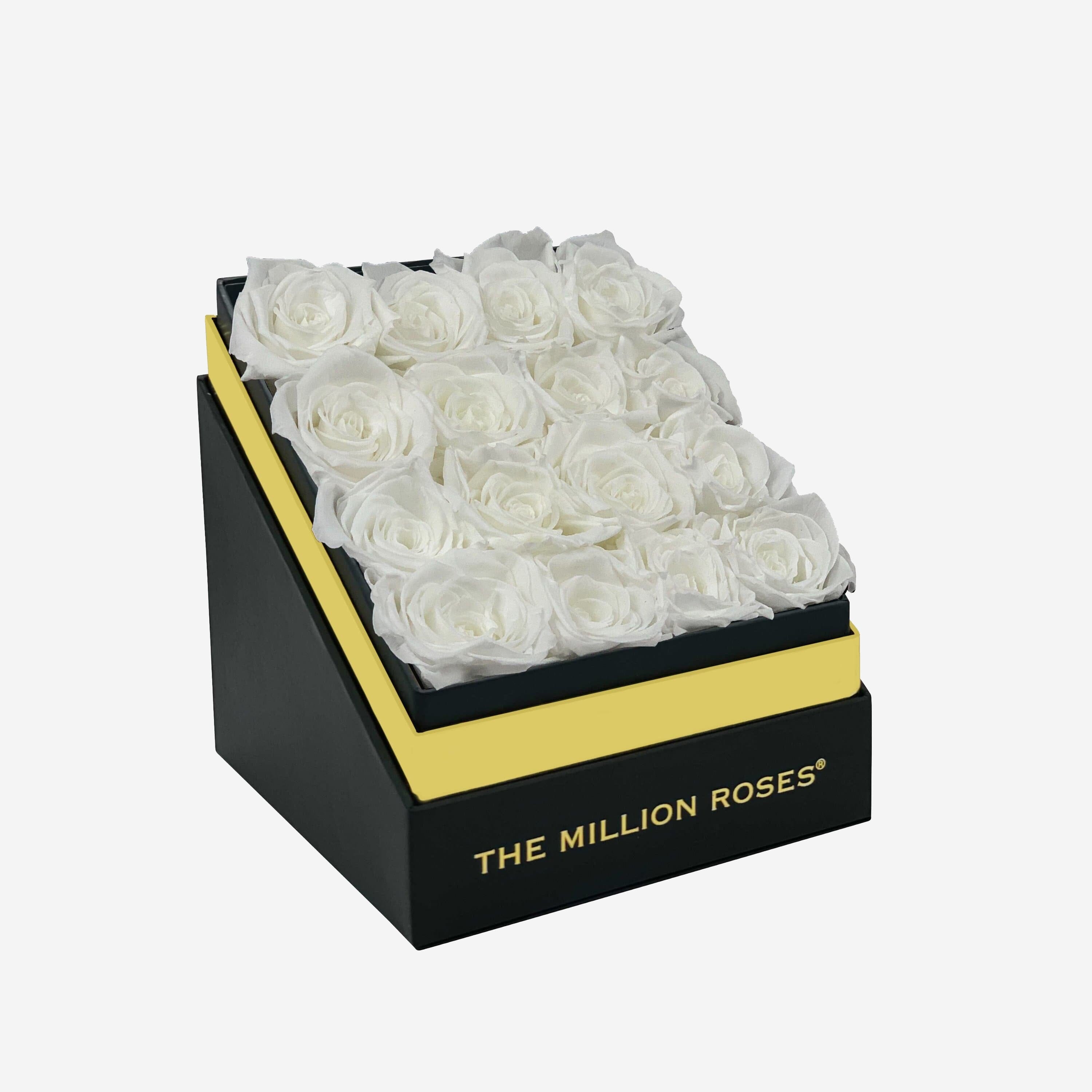 Square Black Box | White Roses - The Million Roses