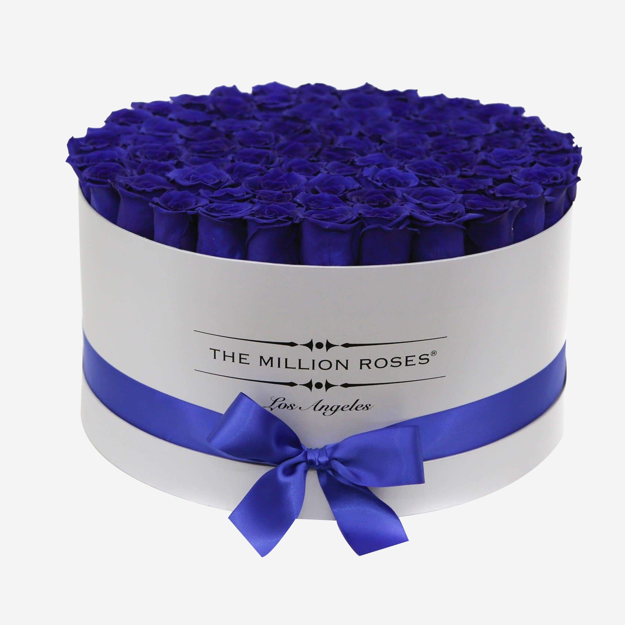 Deluxe Mirror Silver Box | Royal Blue Roses - The Million Roses