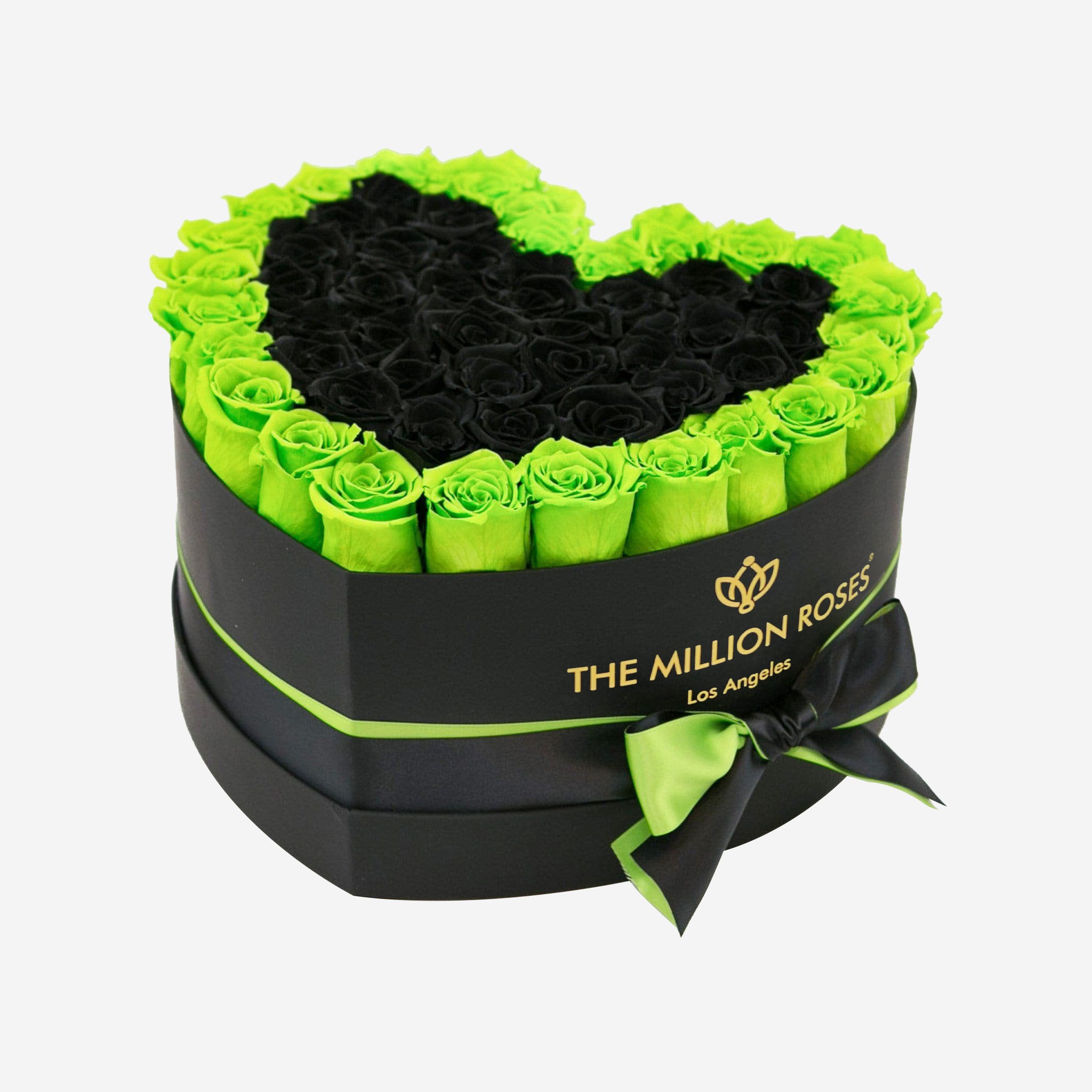 Heart Black Box | Neon Green & Black Roses - The Million Roses