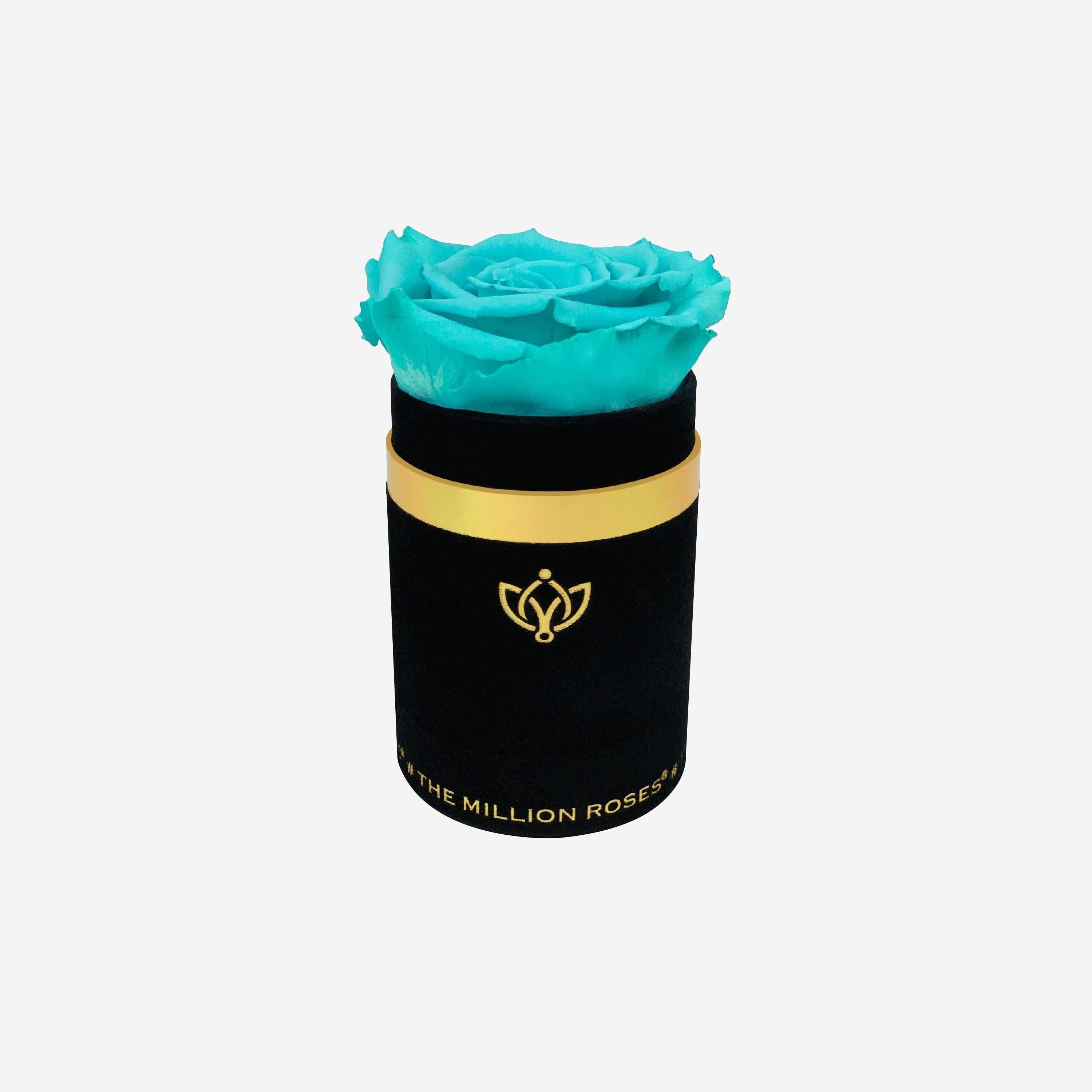 Single Black Suede Box | Turquoise Rose - The Million Roses