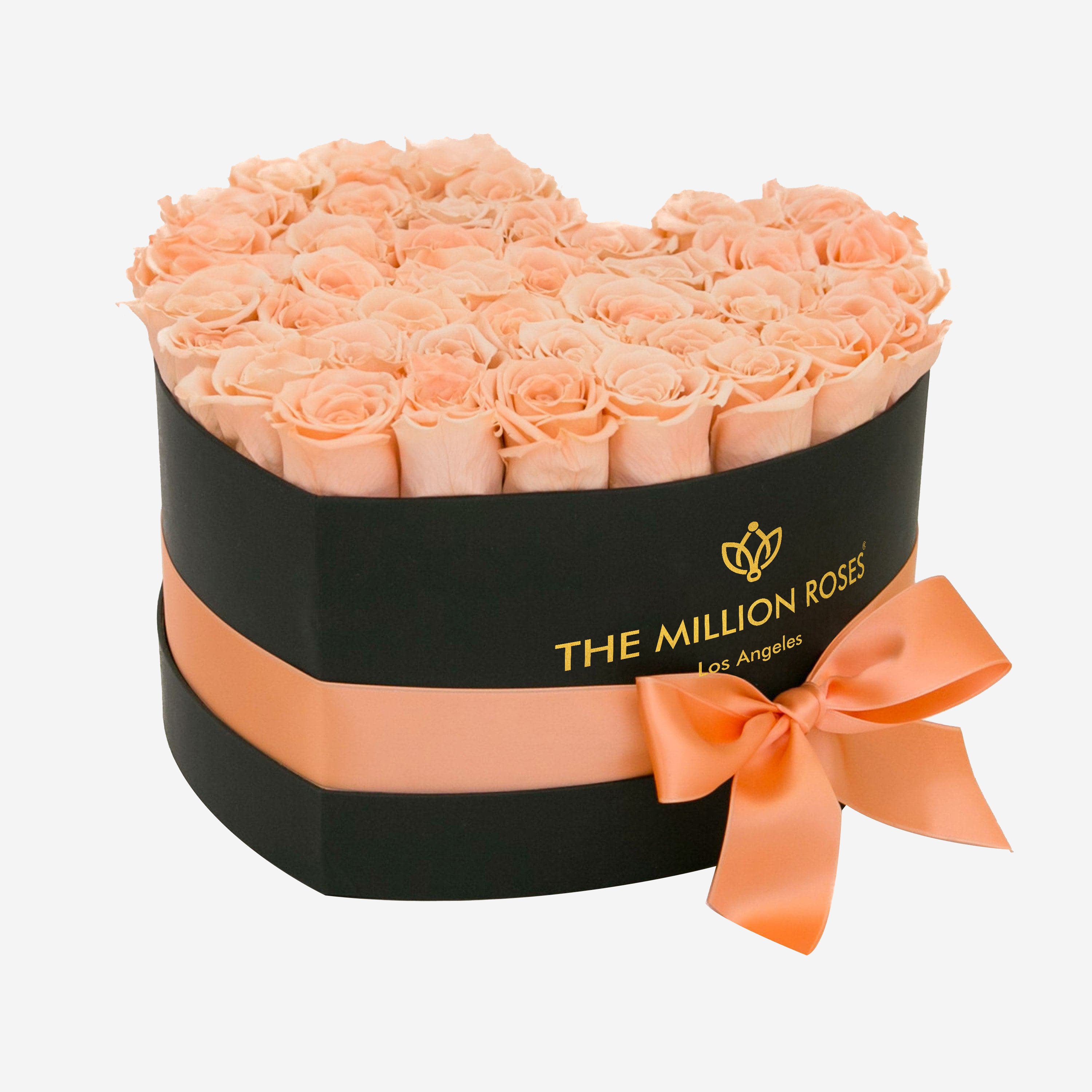 Heart Black Box | Peach Roses - The Million Roses