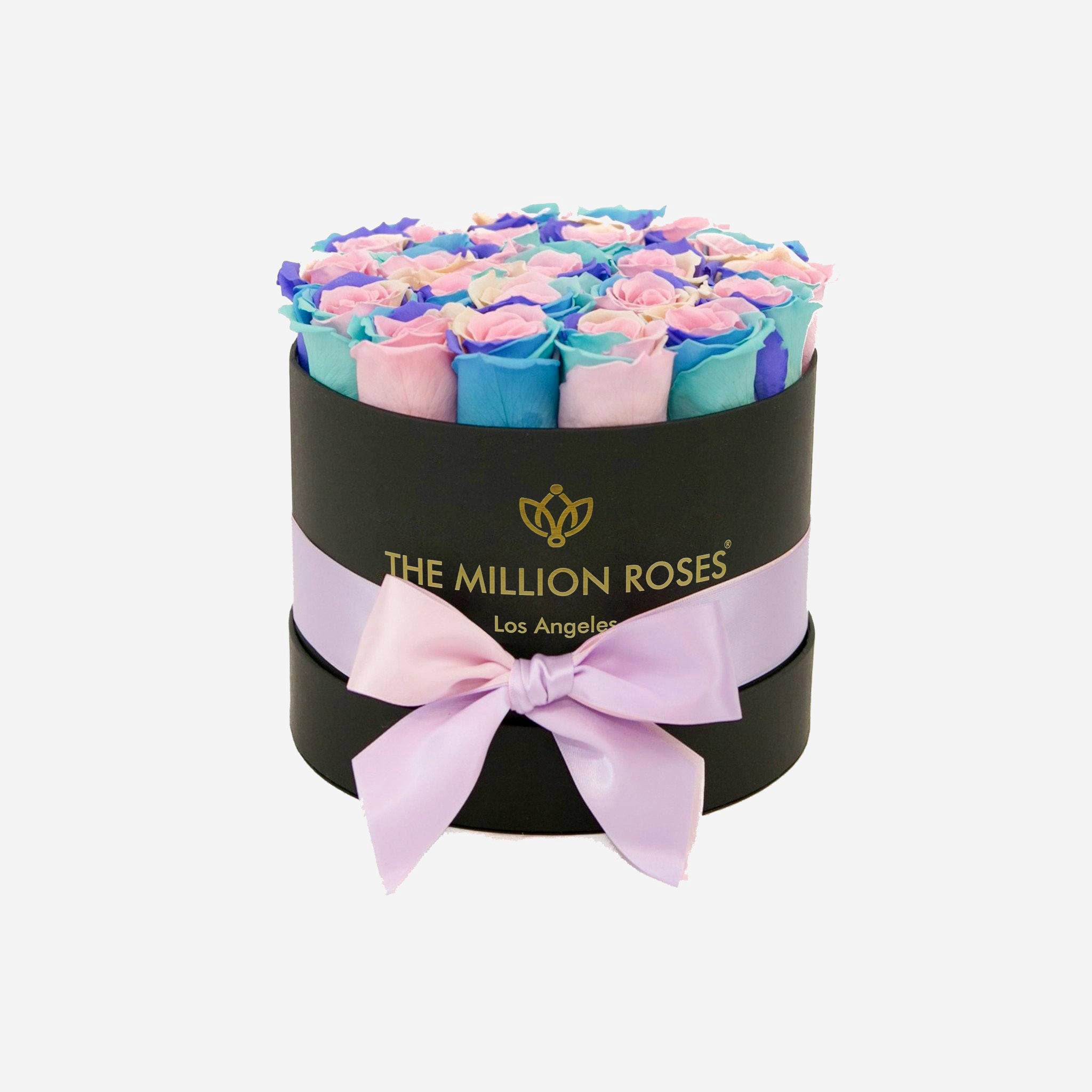 Classic Black Box | Pastel Rainbow Roses - The Million Roses