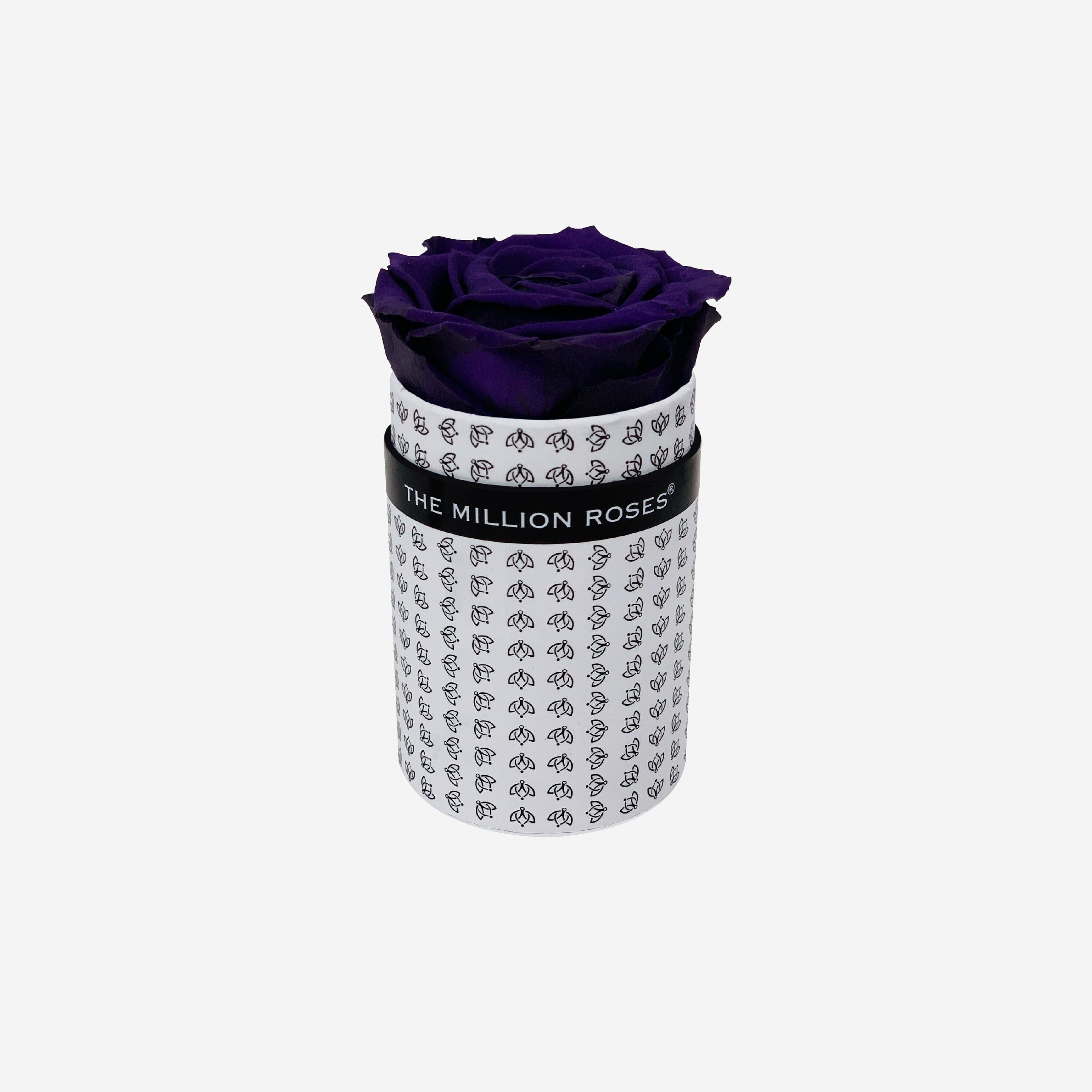 Single White Monogram Box | Dark Purple Rose - The Million Roses