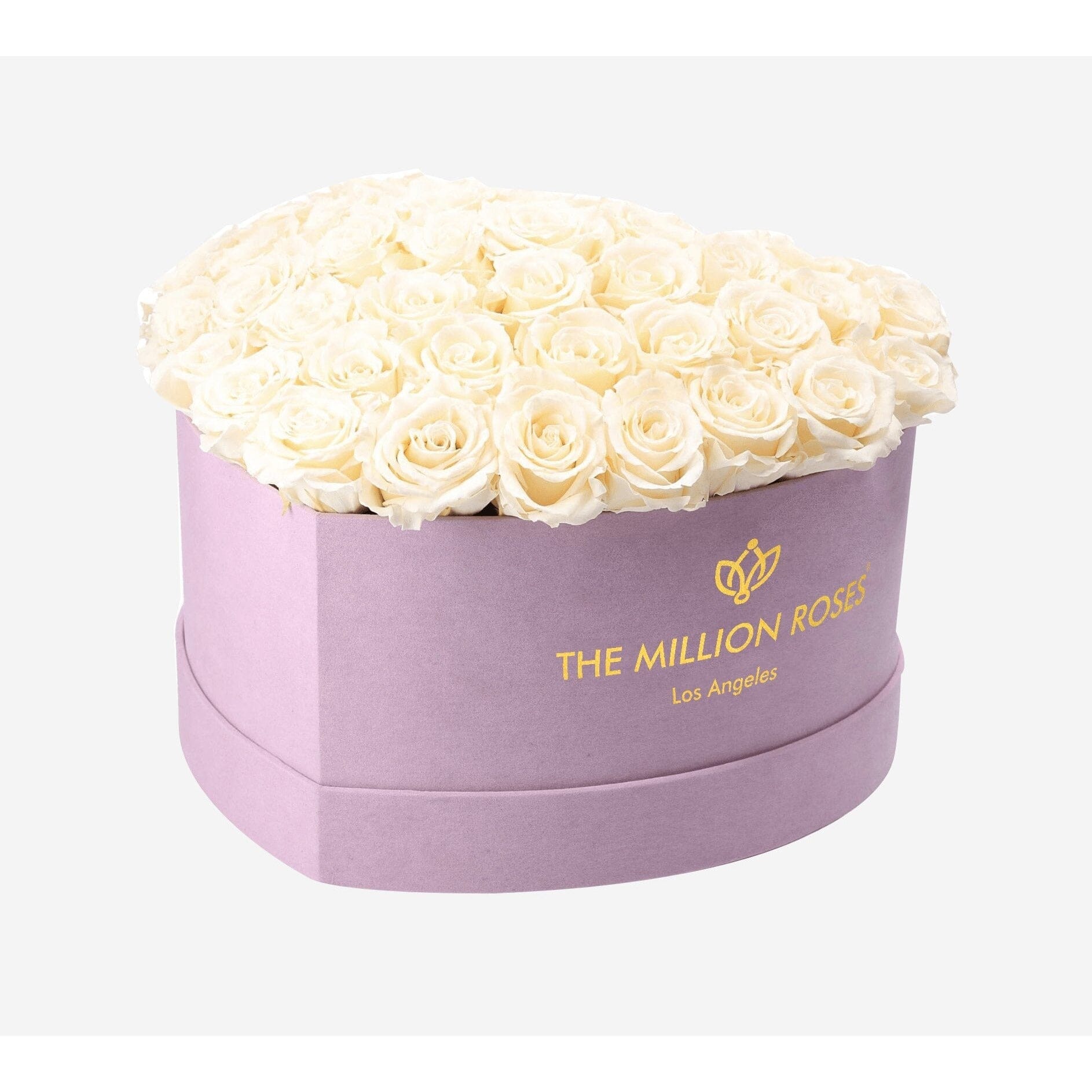 Heart Light Pink Suede Dome Box | White Roses - The Million Roses