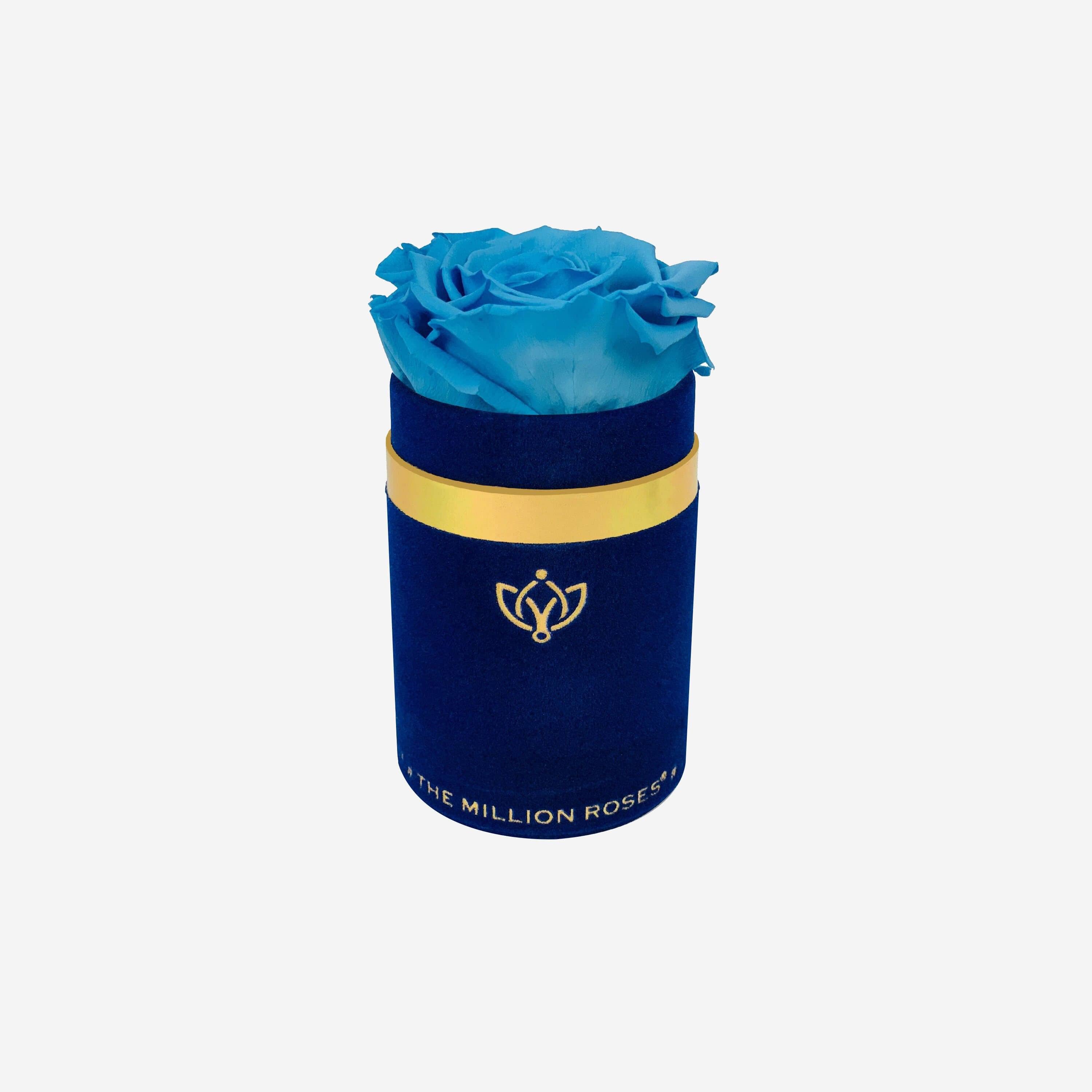 Single Royal Blue Suede Box | Light Blue Rose - The Million Roses