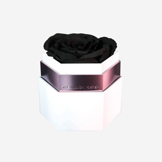 One in a Million™ White Hexagon Box | Black Rose - The Million Roses