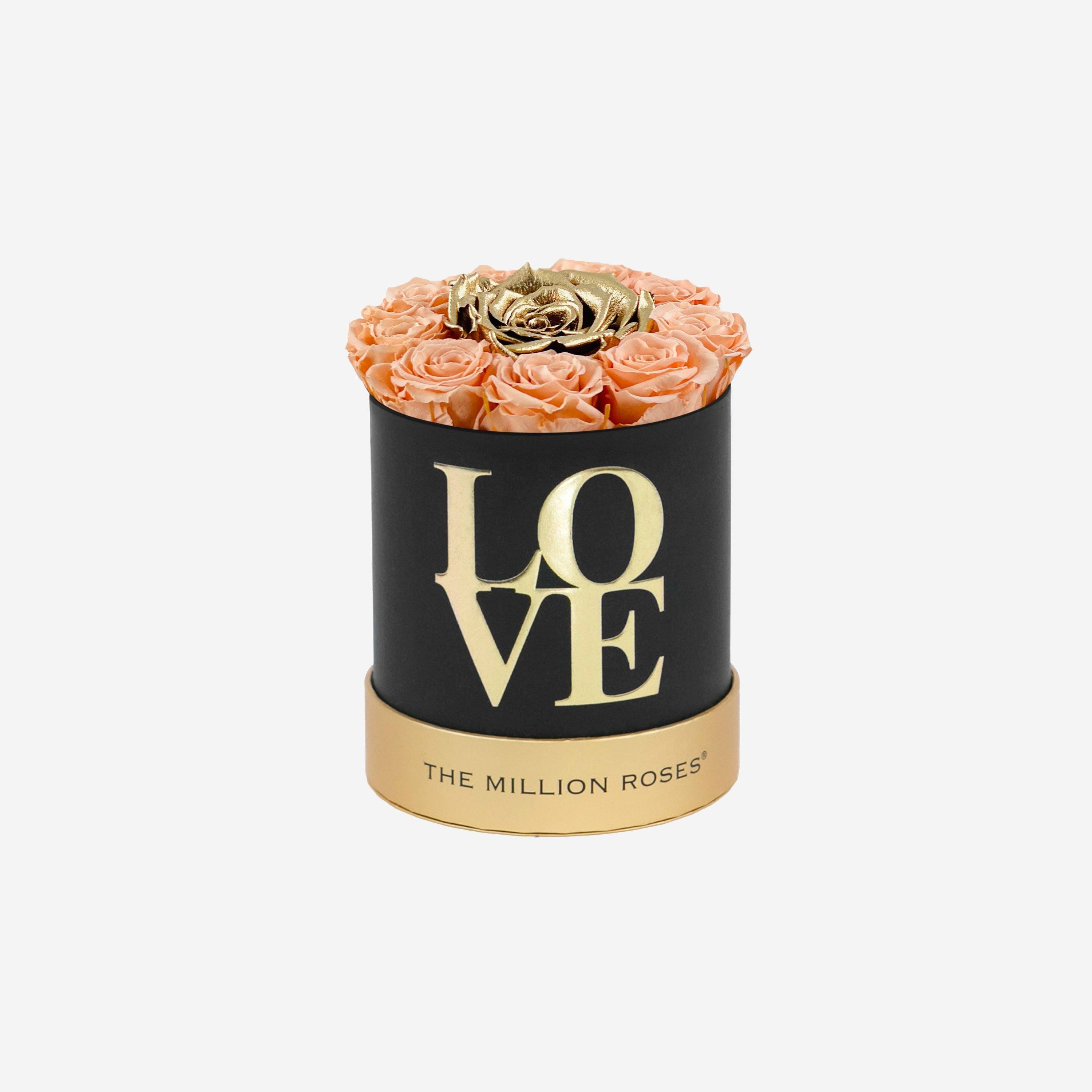 Basic Black Box | Love Edition | Peach & Gold Mini Roses - The Million Roses