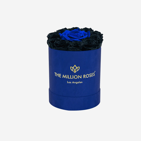 Basic Royal Blue Suede Box | Black & Royal Blue Mini Roses - The Million Roses