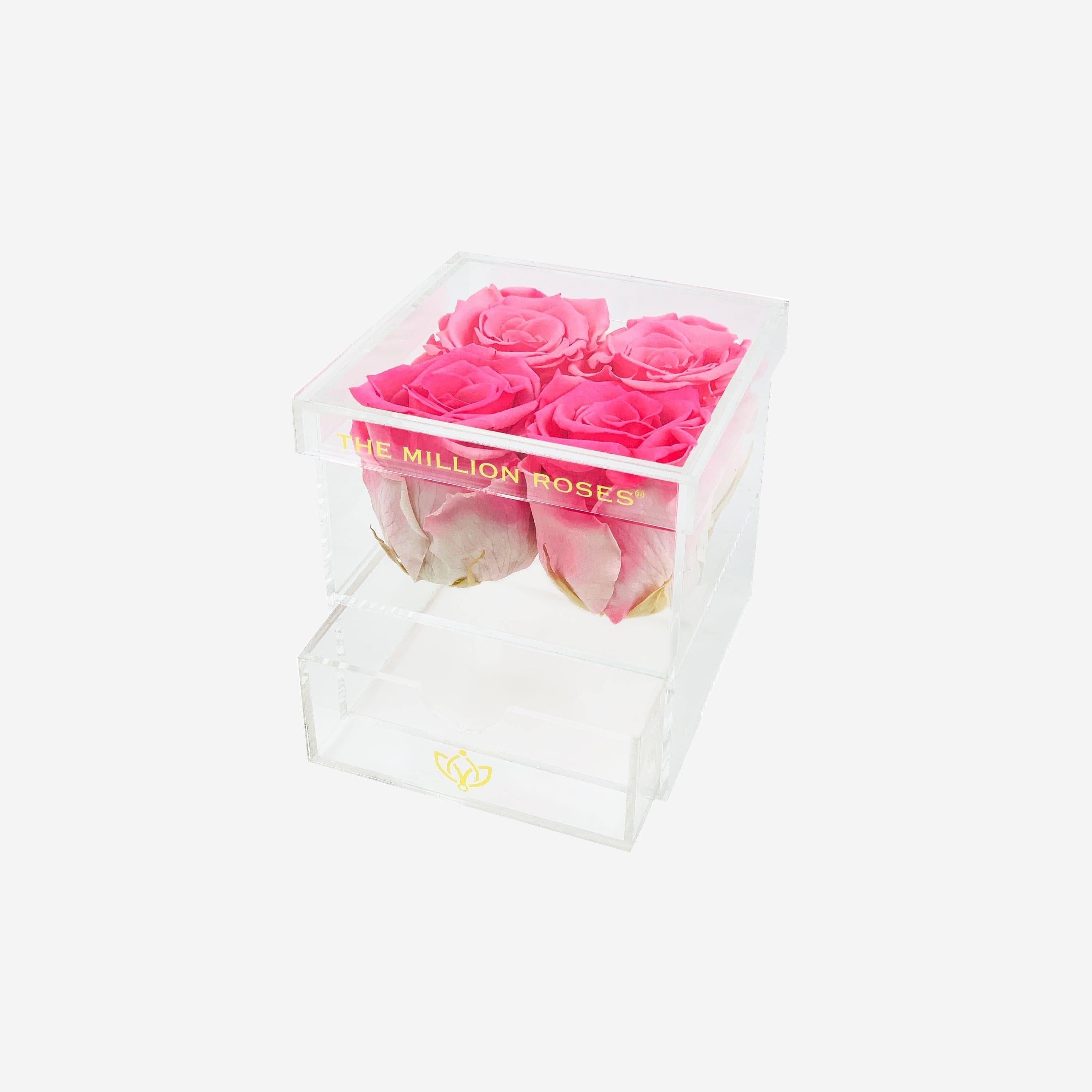 Acrylic 4 Drawer Box | Candy Pink Roses - The Million Roses