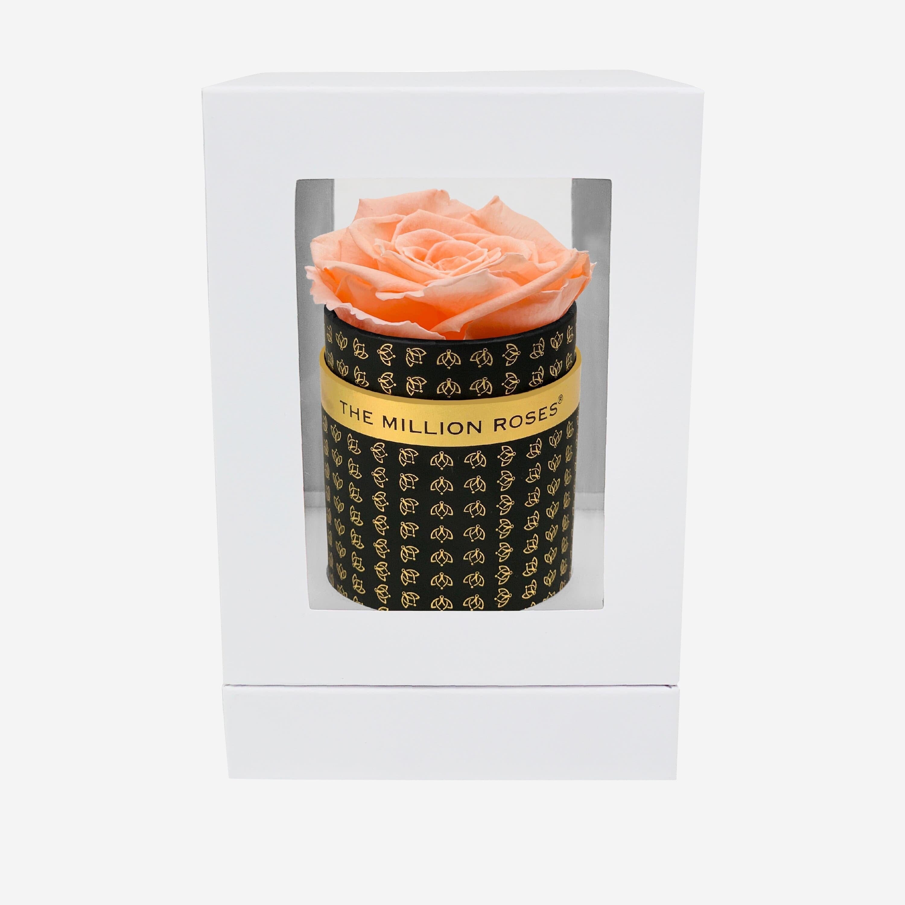 Single Black Monogram Box | Peach Rose - The Million Roses