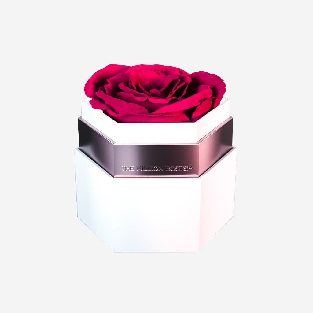 One in a Million™ White Hexagon Box | Magenta Rose - The Million Roses