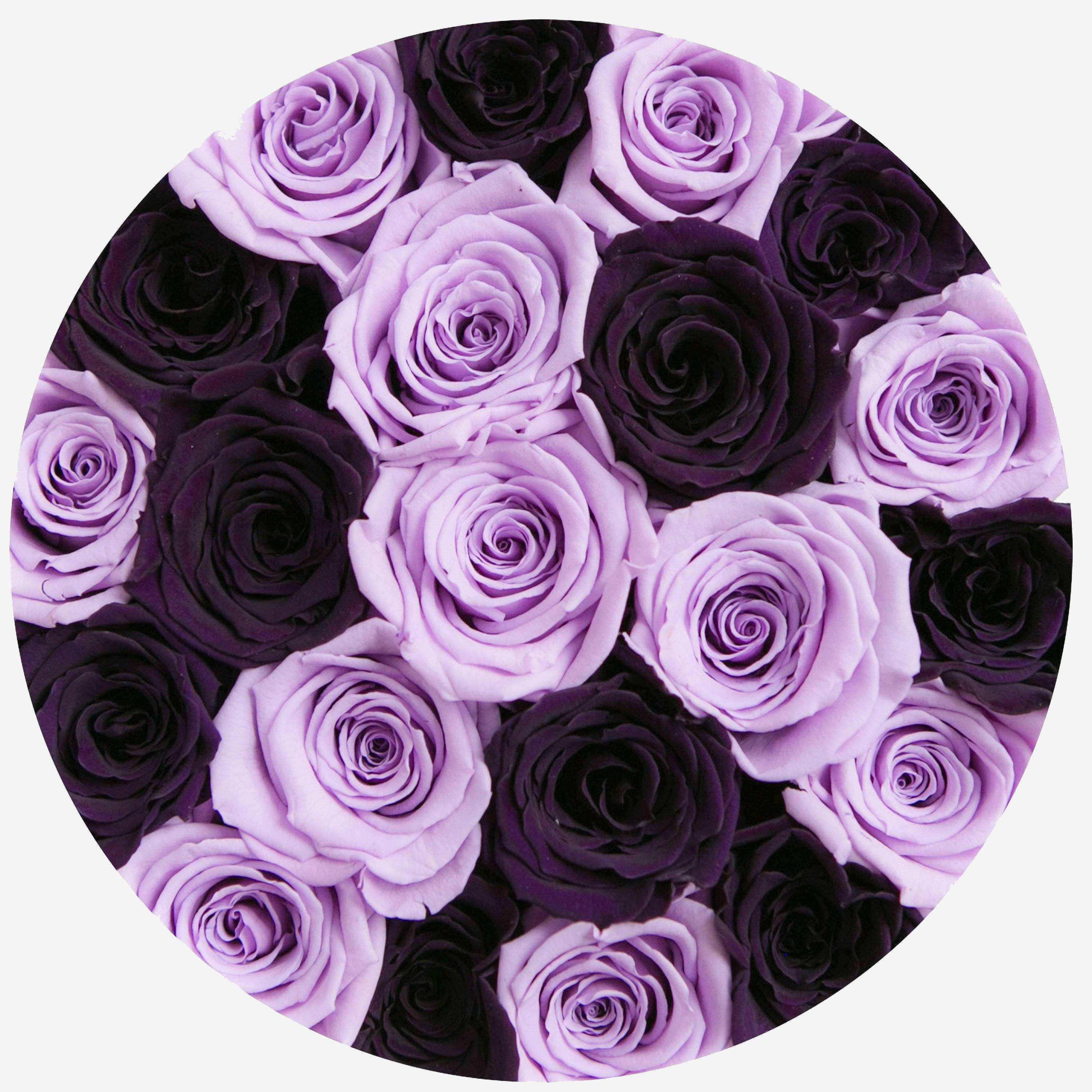 Classic White Box | Lavender & Dark Purple Roses - The Million Roses