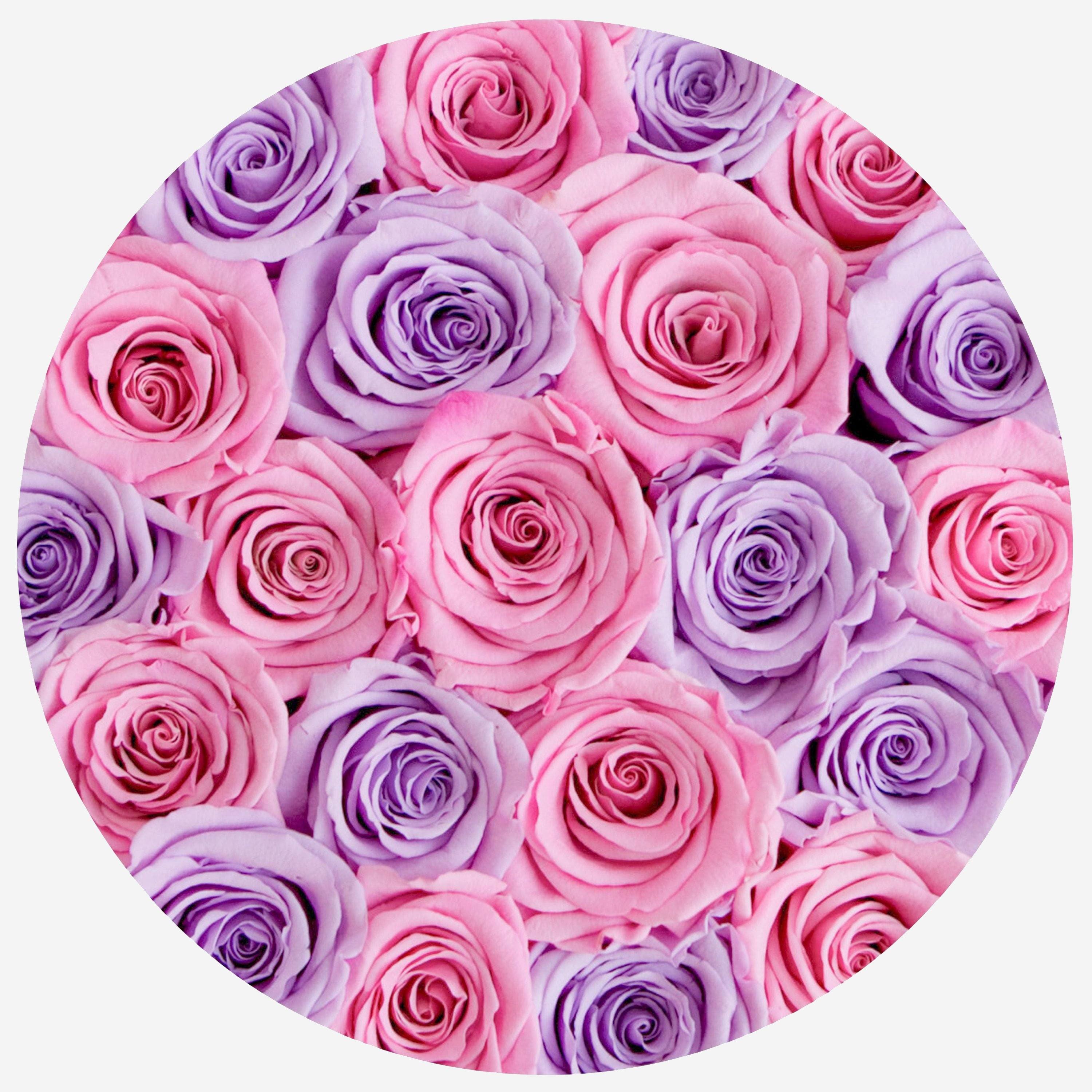 Classic White Box | Lavender & Pink Candy Roses - The Million Roses