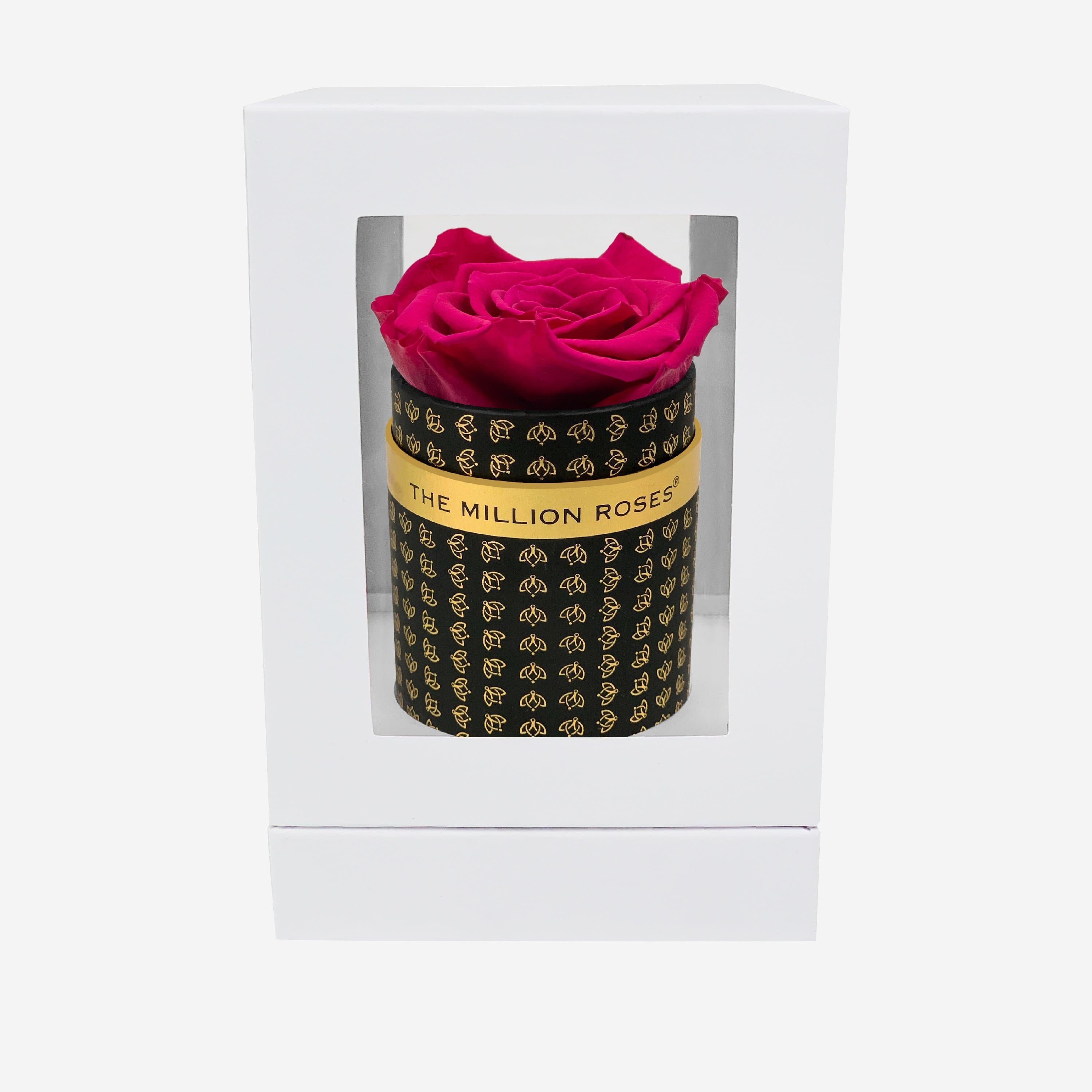 Single Black Monogram Box | Magenta Rose - The Million Roses