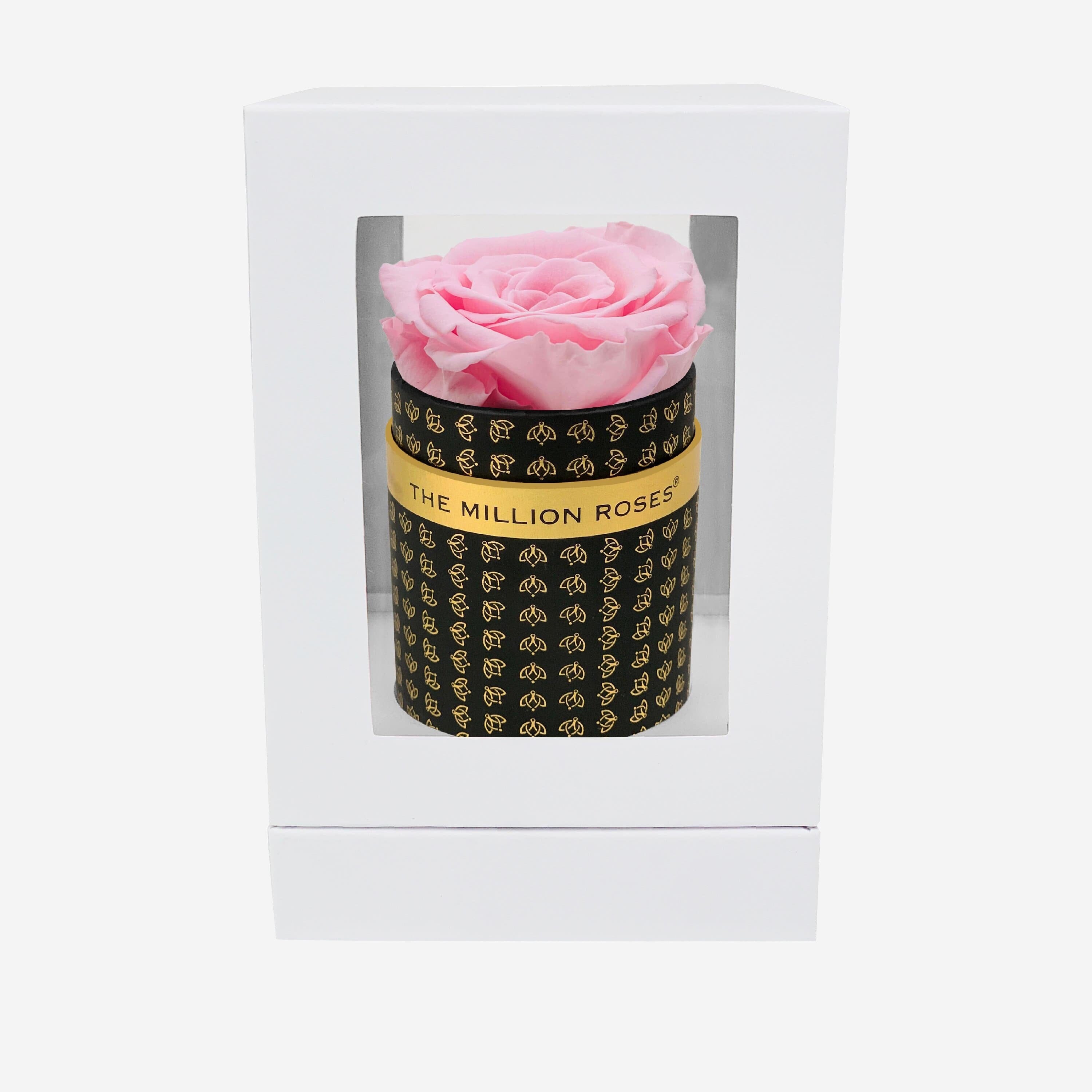 Single Black Monogram Box | Light Pink Rose - The Million Roses