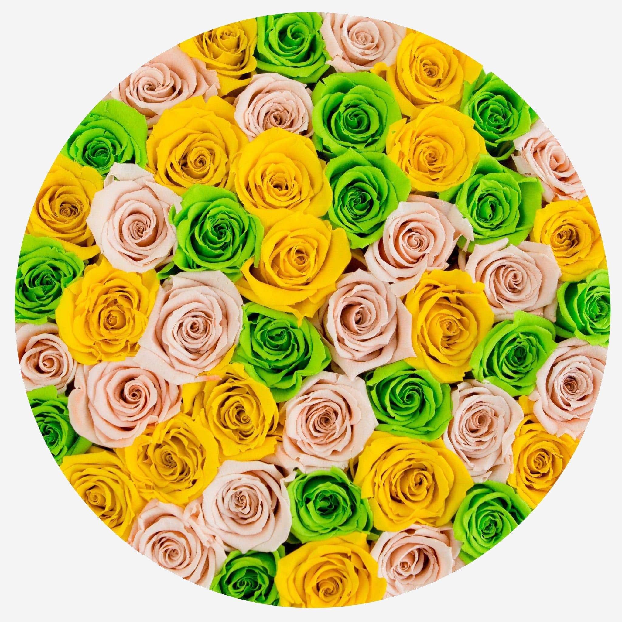 Supreme White Box | Yellow & Peach & Green Roses - The Million Roses