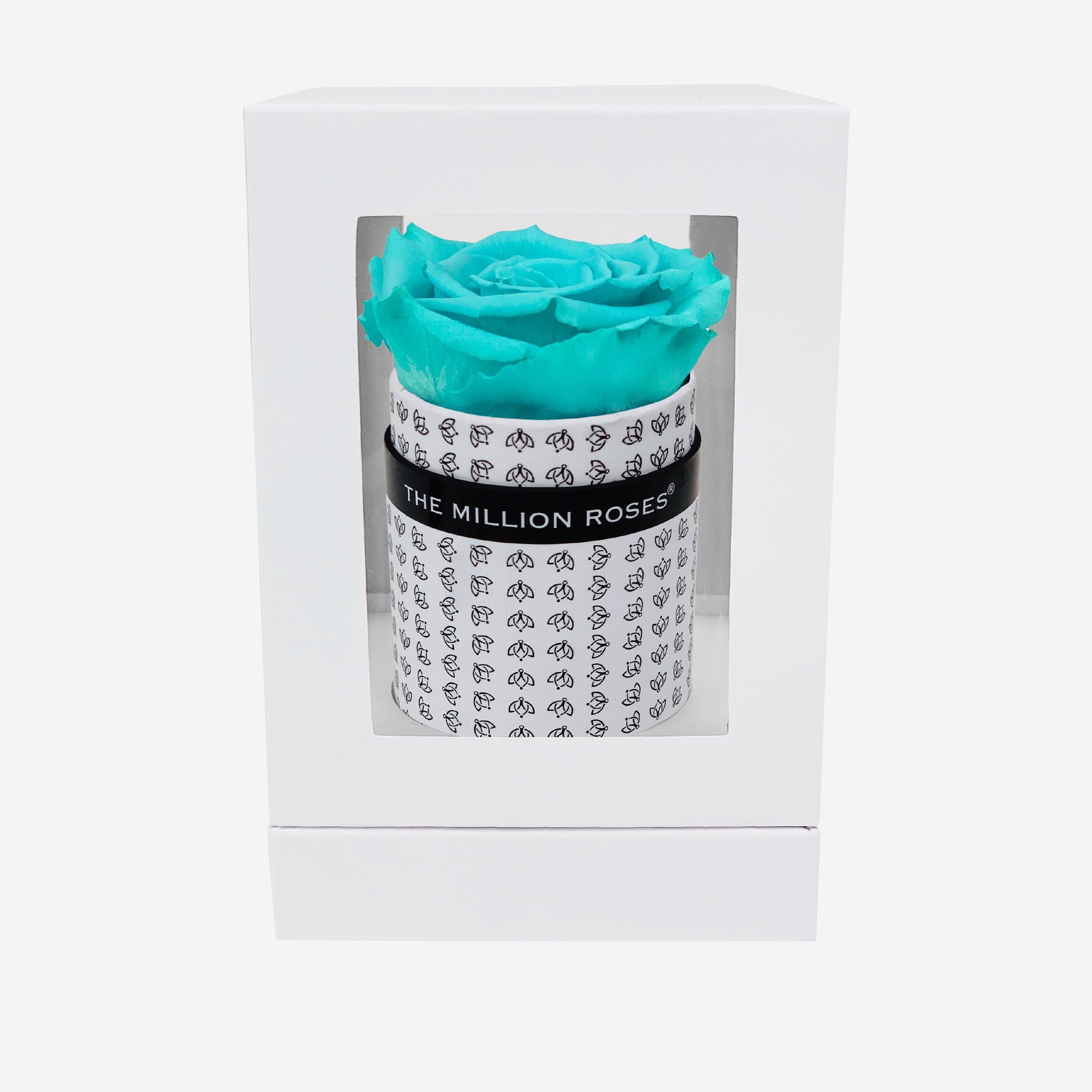 Single White Monogram Box | Turquoise Rose - The Million Roses