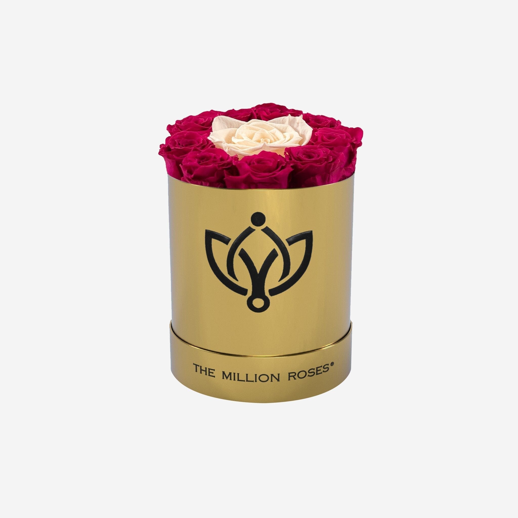 Basic Mirror Gold Box | Magenta & Ivory Mini Roses - The Million Roses