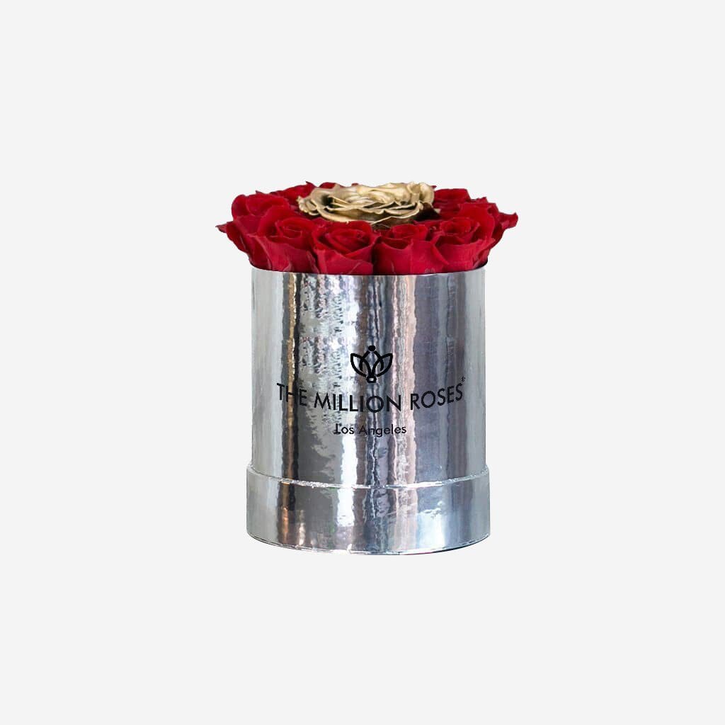 Basic Mirror Silver Box | Red Mini Roses | Various combinations - The Million Roses