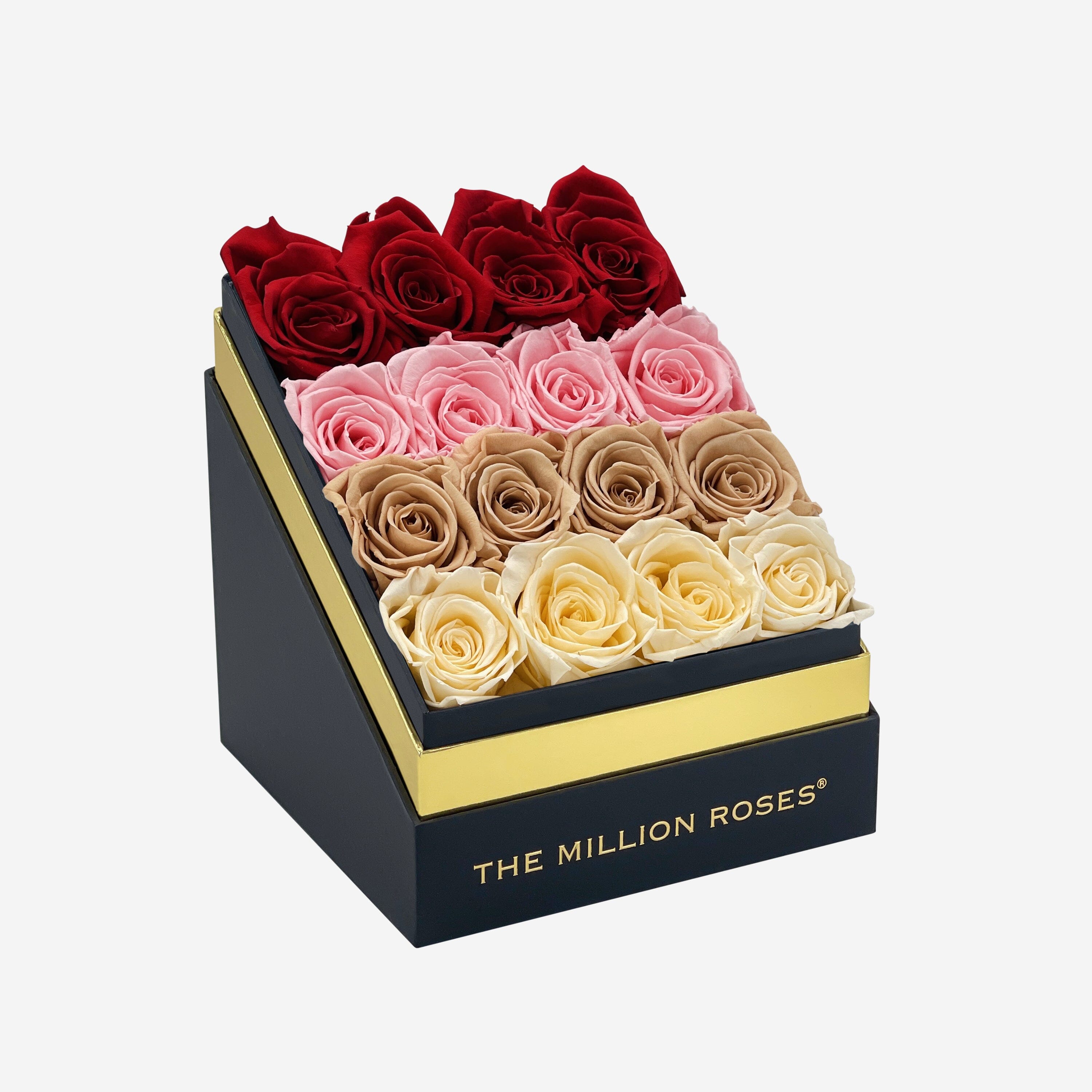 Square Black Box | Pink & Nude Multicolor - The Million Roses