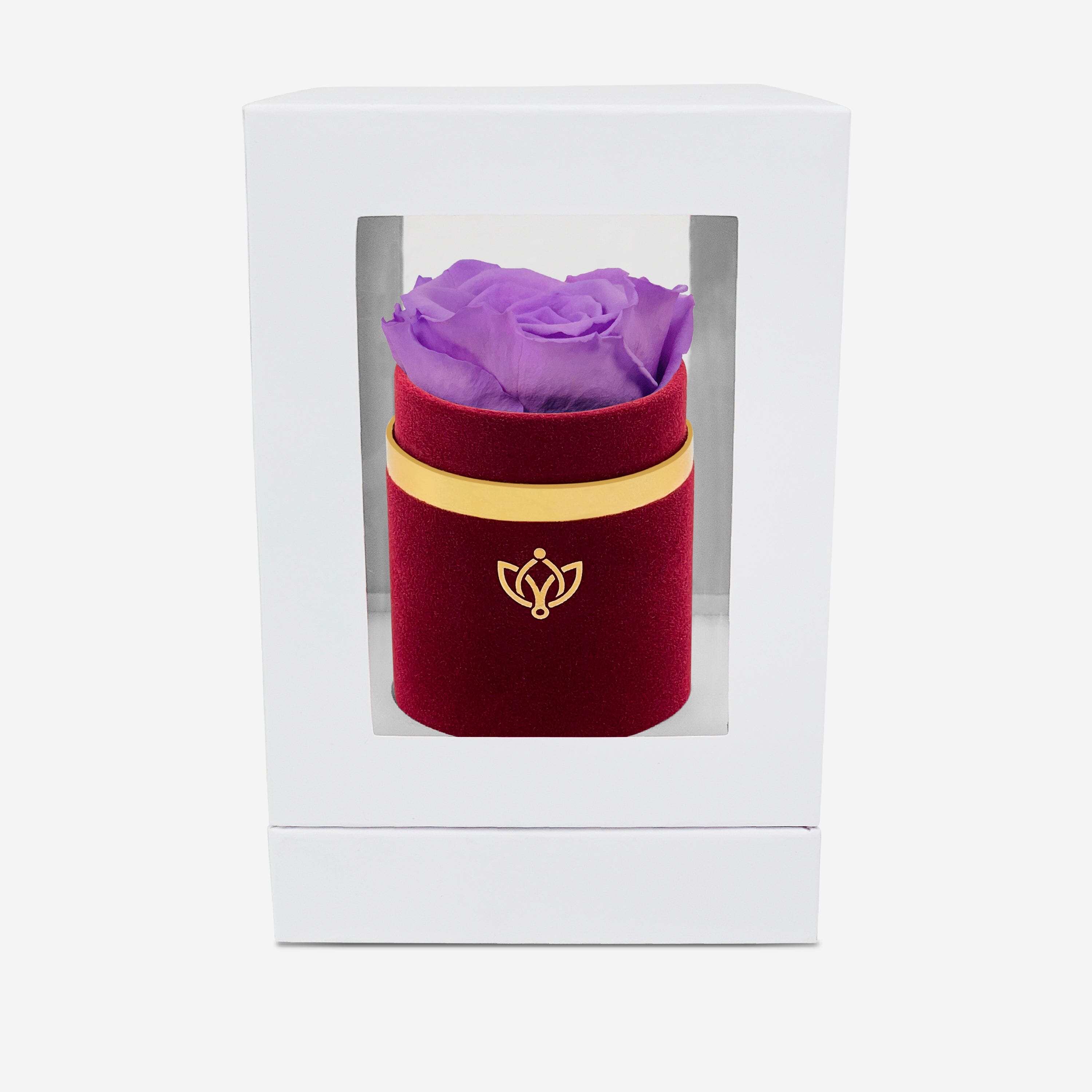 Single Bordeaux Suede Box | Lavender Rose - The Million Roses