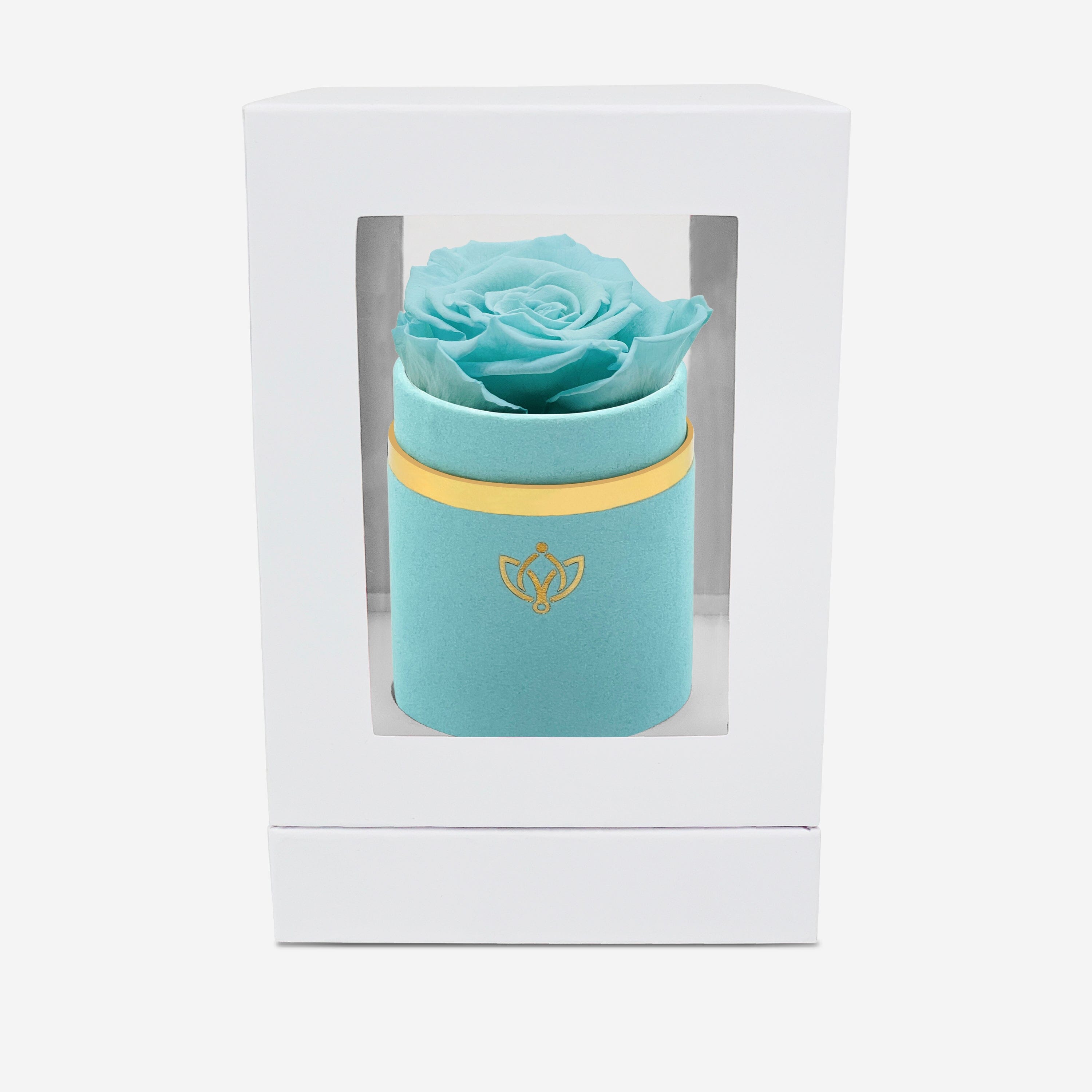 Single Mint Green Suede Box | Turquoise Rose - The Million Roses