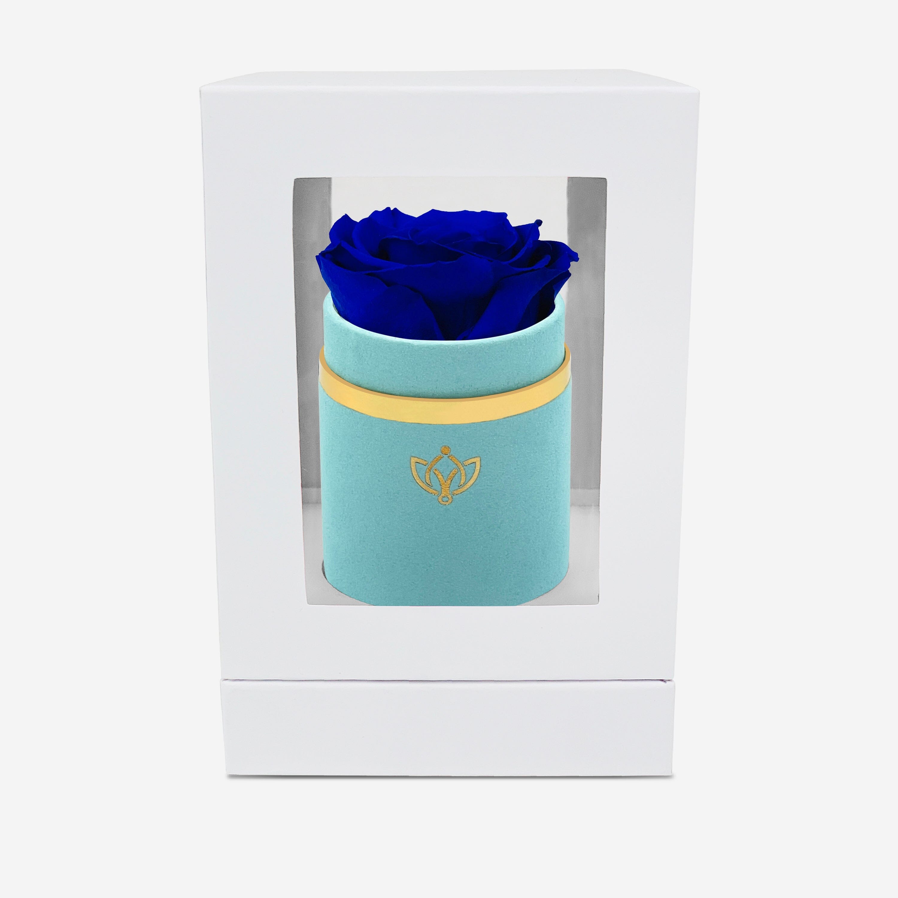 Single Mint Green Suede Box | Royal Blue Rose - The Million Roses