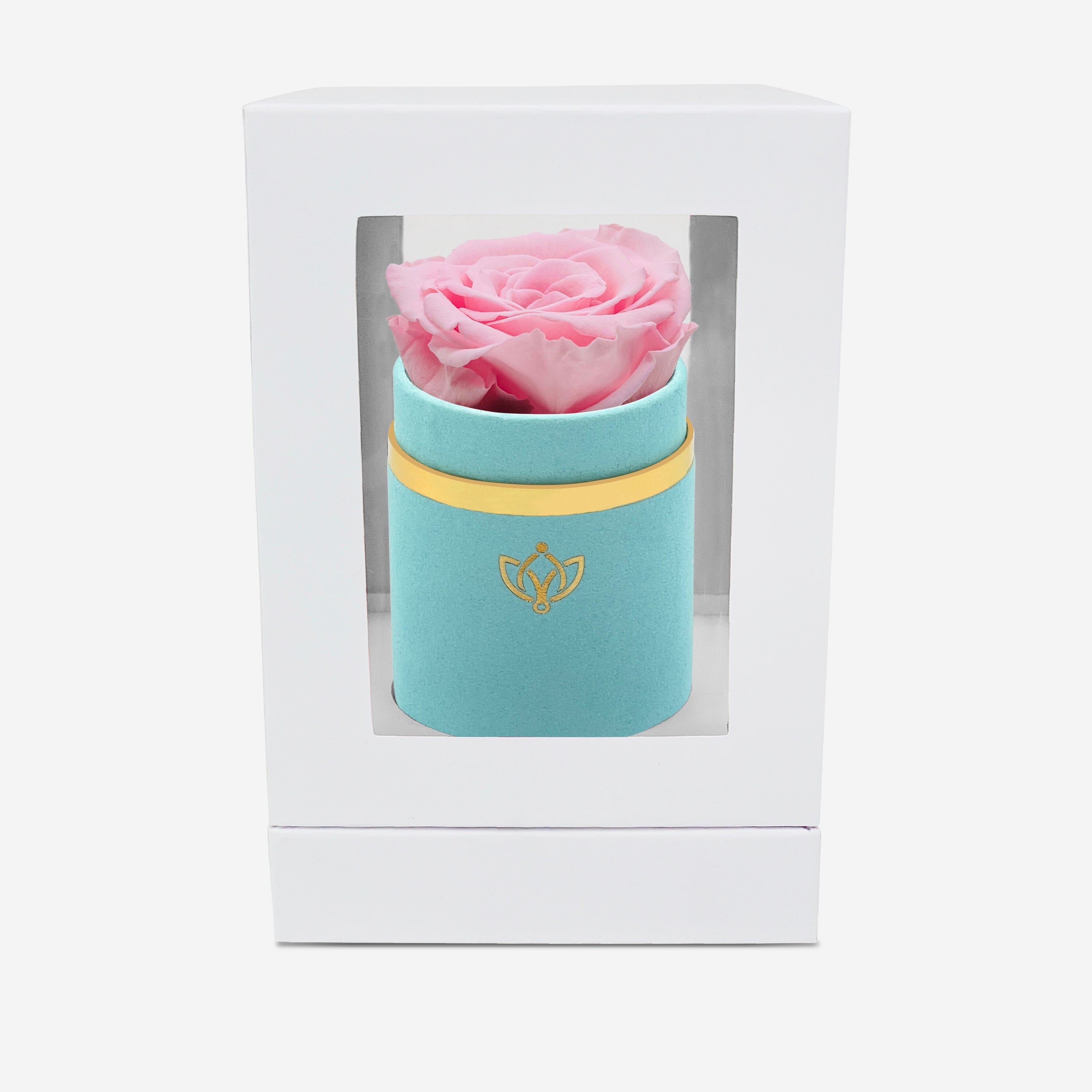 Single Mint Green Suede Box | Light Pink Rose - The Million Roses