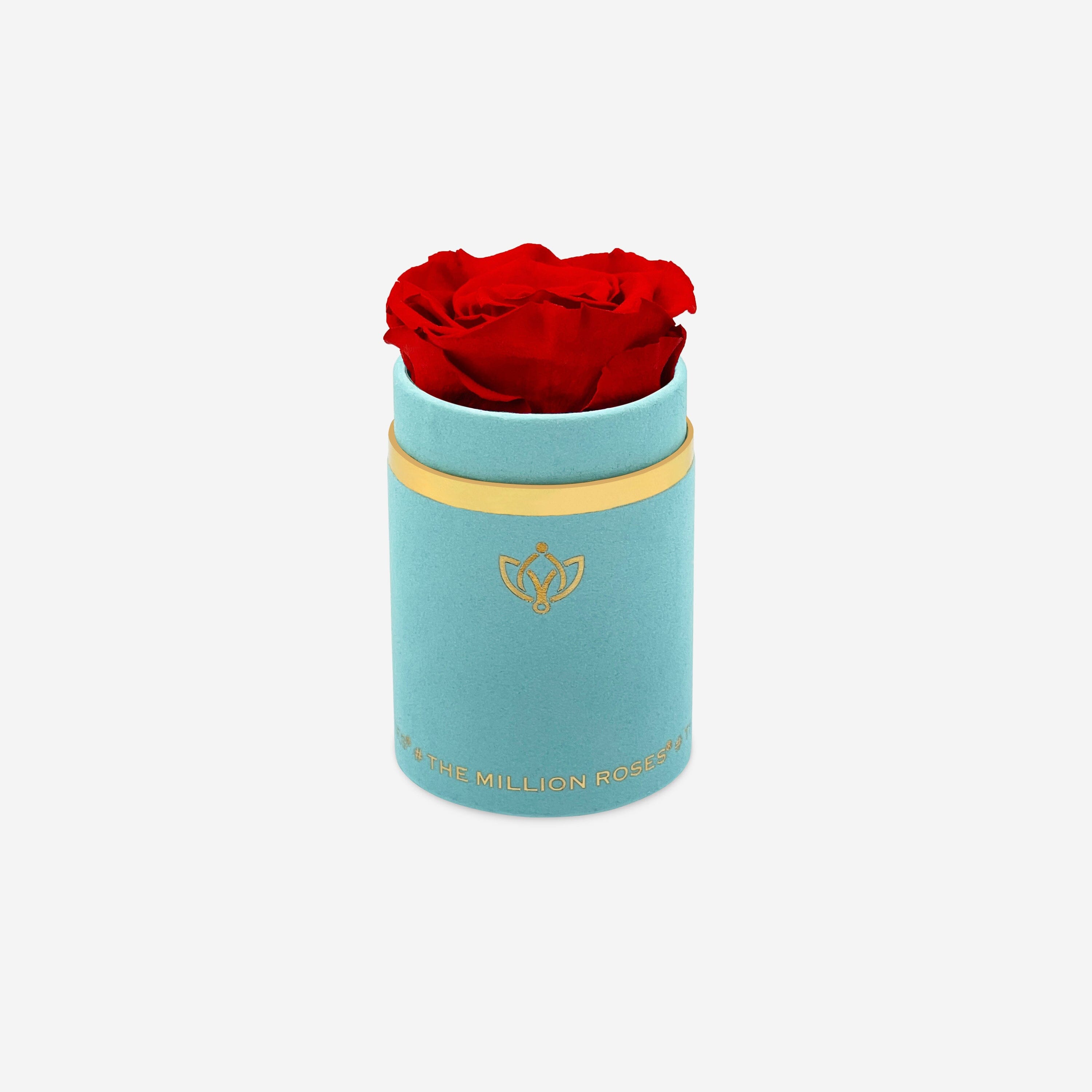 Single Mint Green Suede Box | Red Rose - The Million Roses