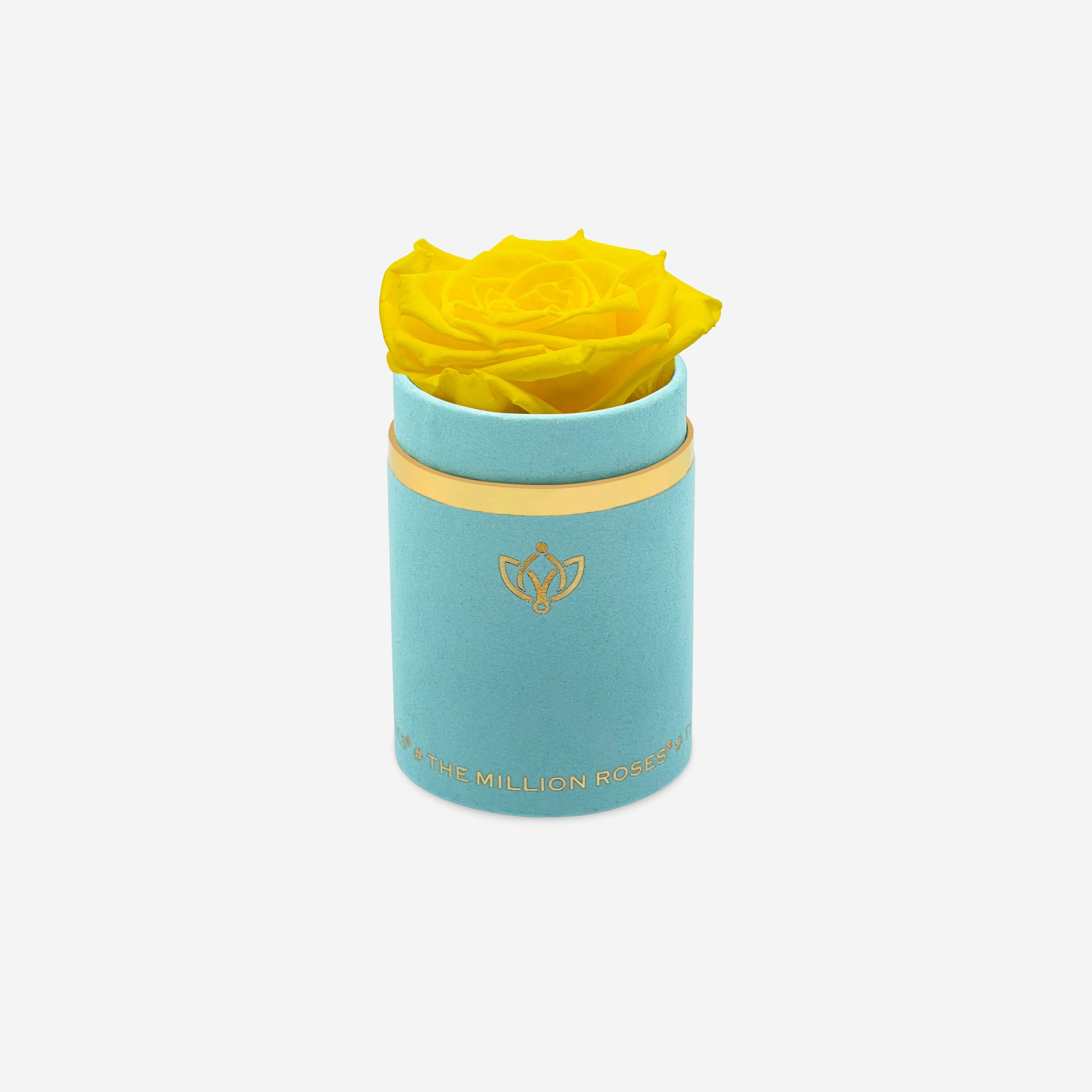 Single Mint Green Suede Box | Yellow Rose - The Million Roses