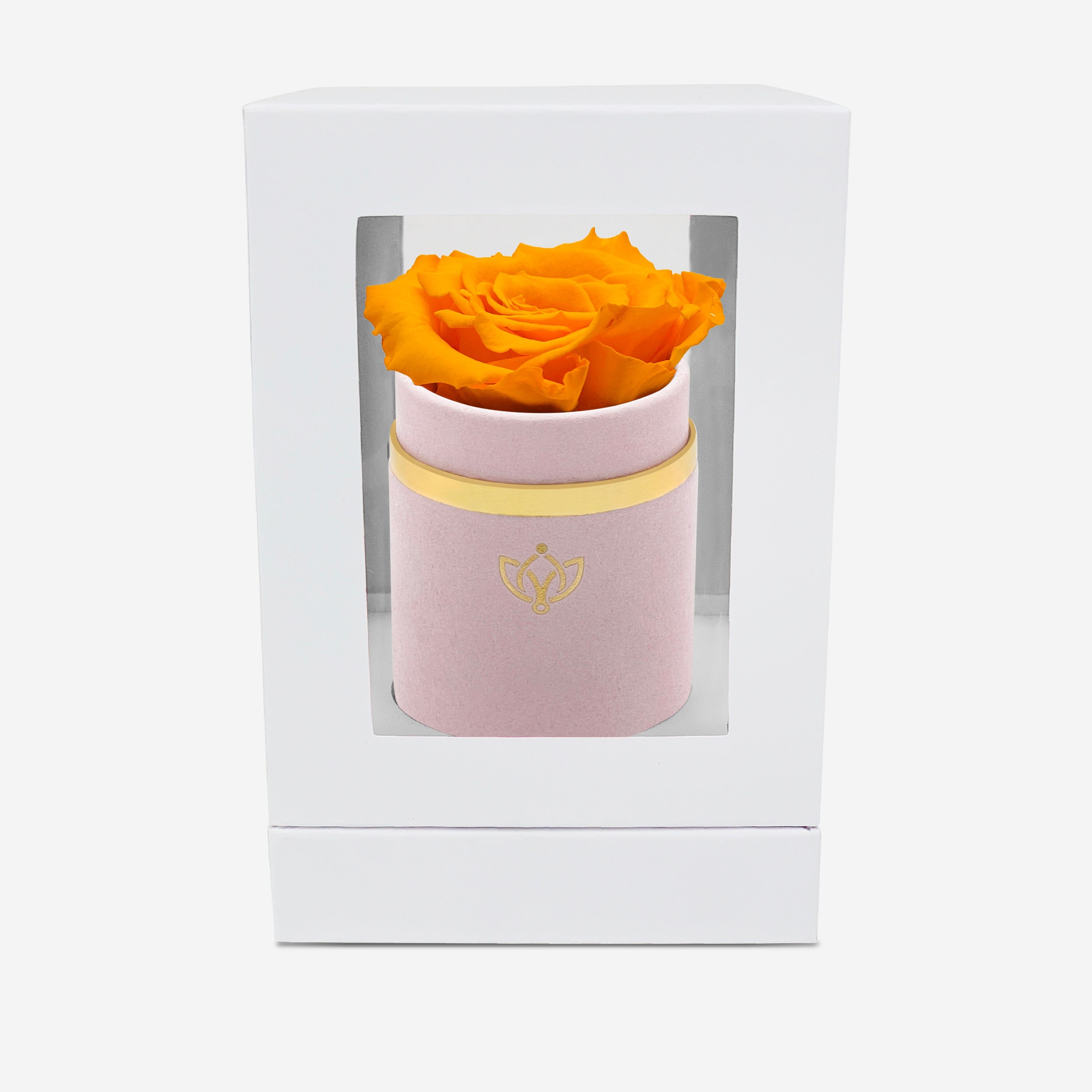 Single Light Pink Suede Box | Orange Rose - The Million Roses